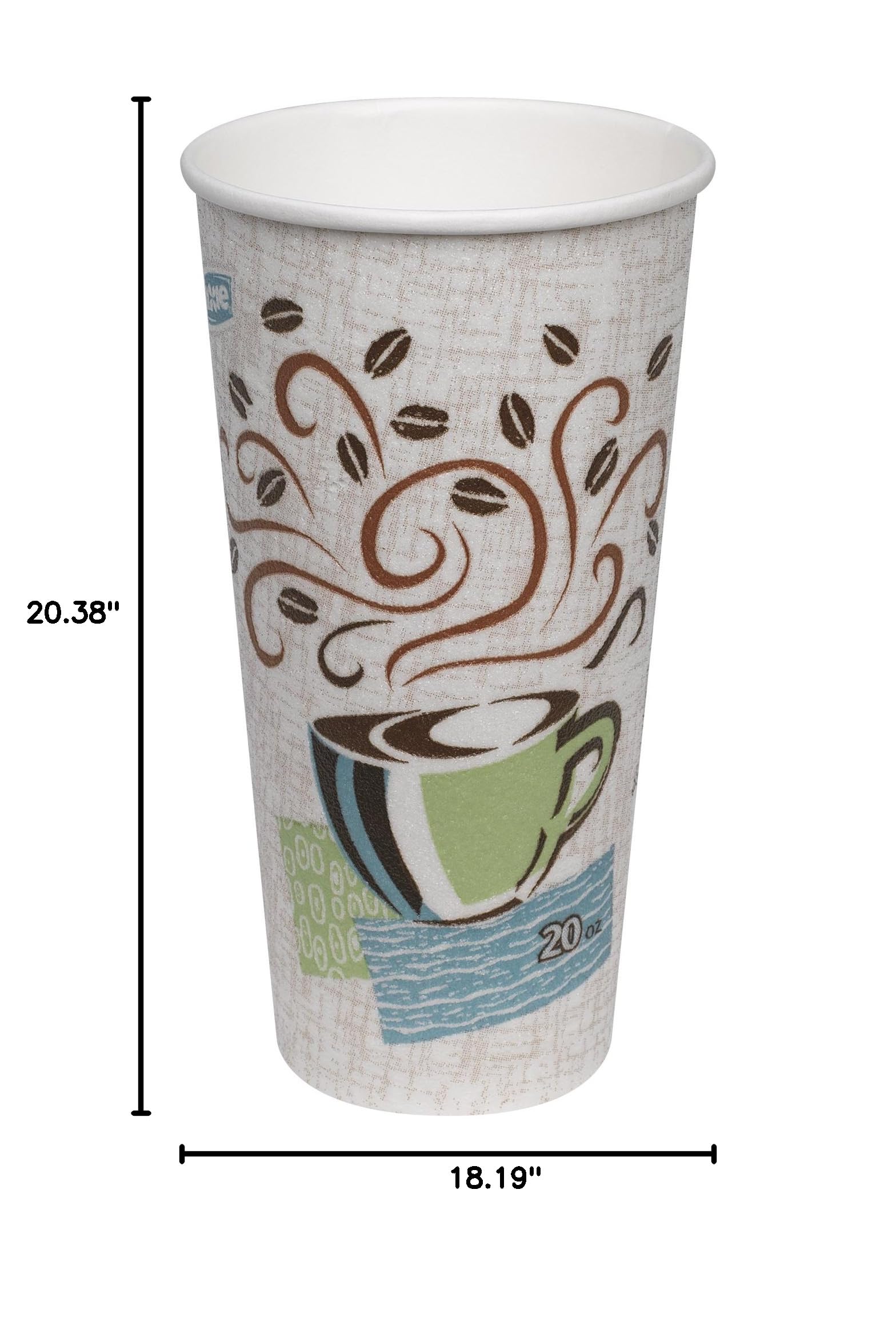 GP PRO Dixie PerfecTouch 20 oz Disposable Paper Coffee Cups - Coffee Haze Design, 500 Count (25 Cups/Sleeve, 20 Sleeves/Case) - Ideal for Offices, Cafes & Catering Events