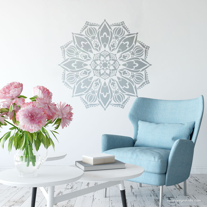 Bhakti Mandala Stencil - Premium Reusable Wall Art Stencil for DIY Home Decor, Yoga Studios & Meditation Spaces