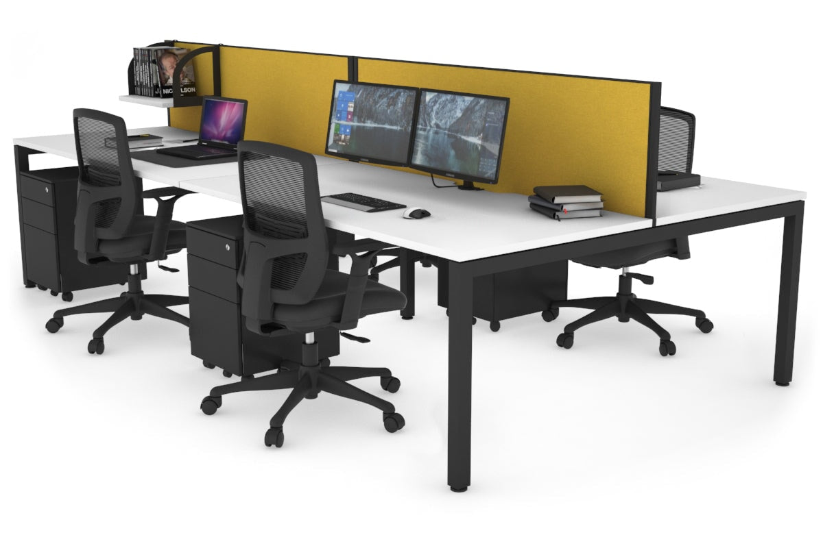 4-Person Office Workstation with Quadro Square Legs - 1800L x 800W Desk with Cable Management Scallop | Perfect for Collaborative Workspaces & Open Office Environments