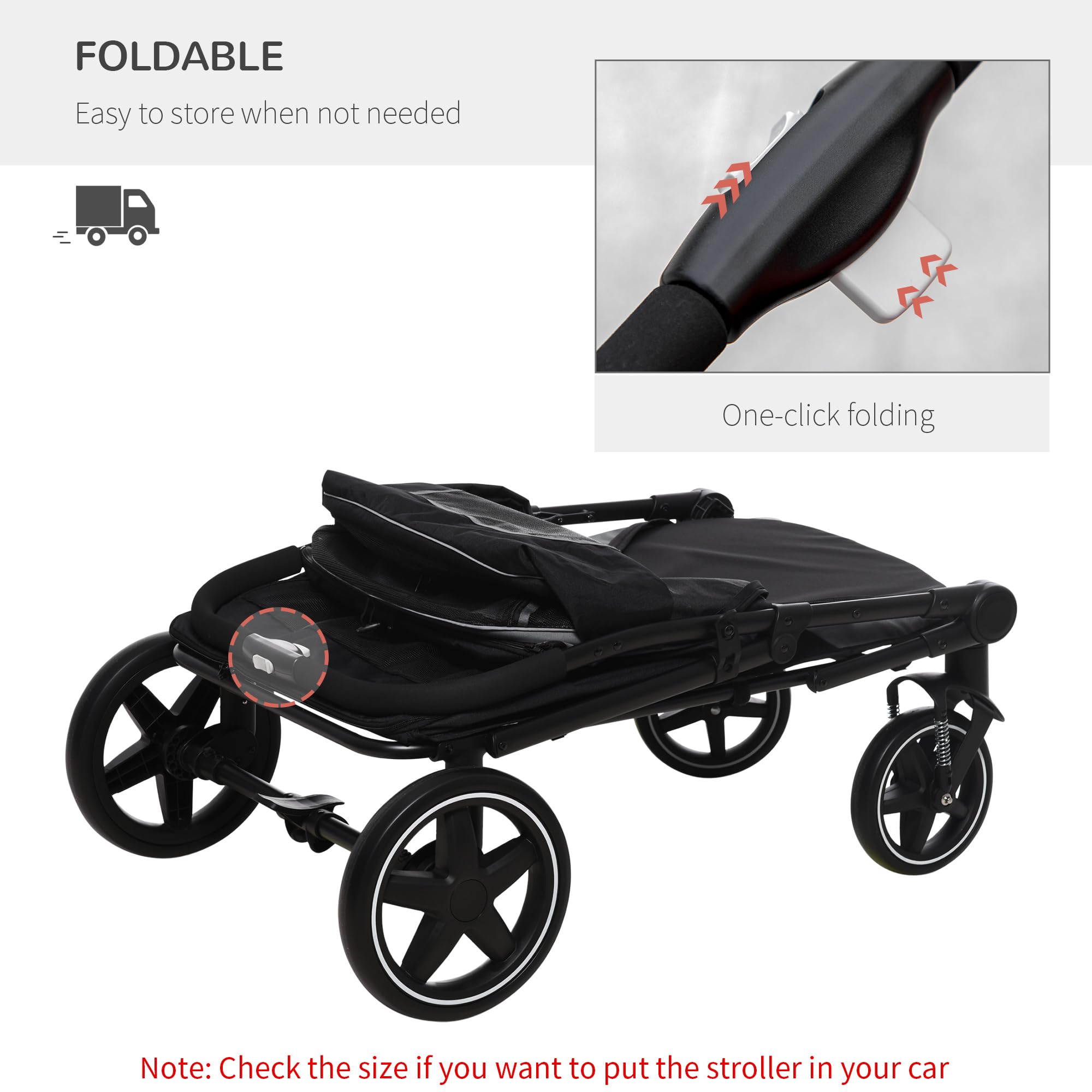 Extra Large Foldable Pet Stroller with Storage Bag & Mesh Window - Shock Absorbing Dog Stroller for Large Breeds (Gray) | Perfect for Outdoor Walks, Vet Visits & Travel with Your Dog