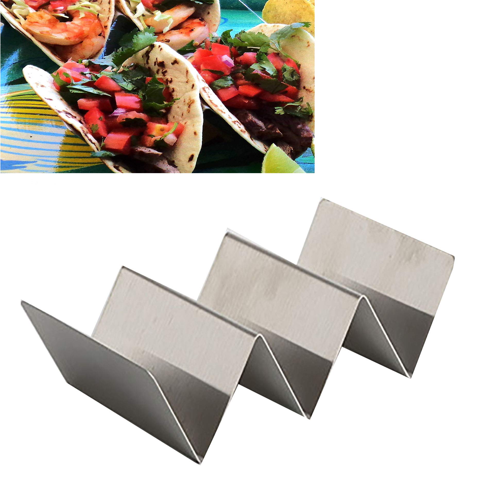 Premium Stainless Steel Taco Shell Stand - Holds 3 Tacos Upright | Oven & Dishwasher Safe Taco Holder | Perfect for Taco Nights, Parties & Mexican-Themed Dinners