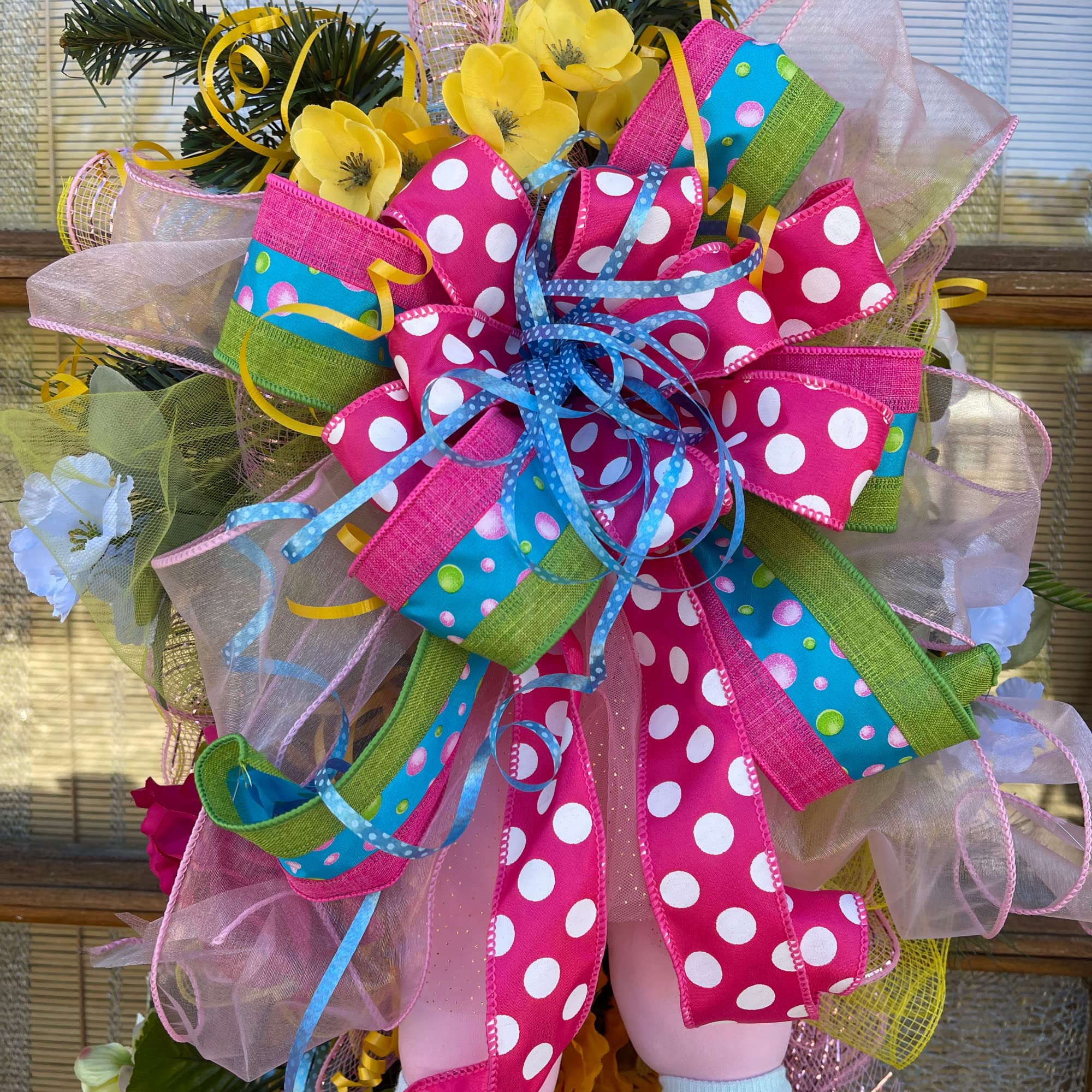 Spring 2022 Floral Tear Drop Swag Wreath - Elegant Home Door Decor for Easter, Wedding & Seasonal Celebrations