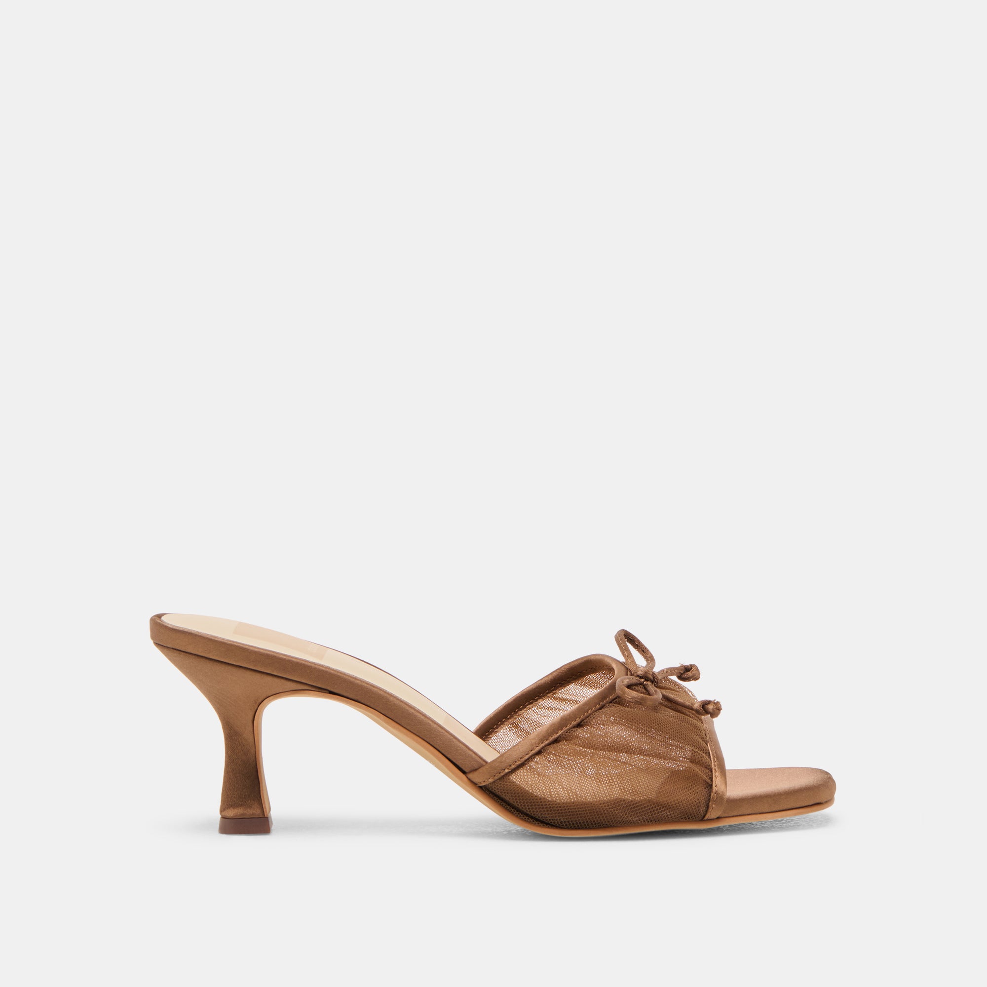 GALEN Women's Mid Heel Brown Tulle Dress Shoes - Elegant & Comfortable for Weddings, Parties, and Special Occasions