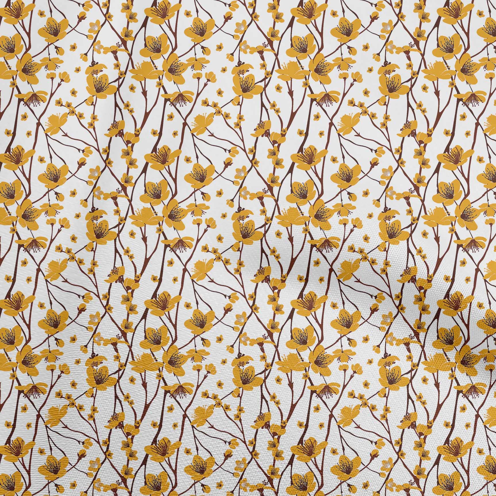 Premium 100% Cotton Poplin Yellow Floral Print Fabric by The Yard - 42 Inch Wide for DIY Kids Clothing, Dresses & Sewing Projects | Soft, Durable & Easy to Sew