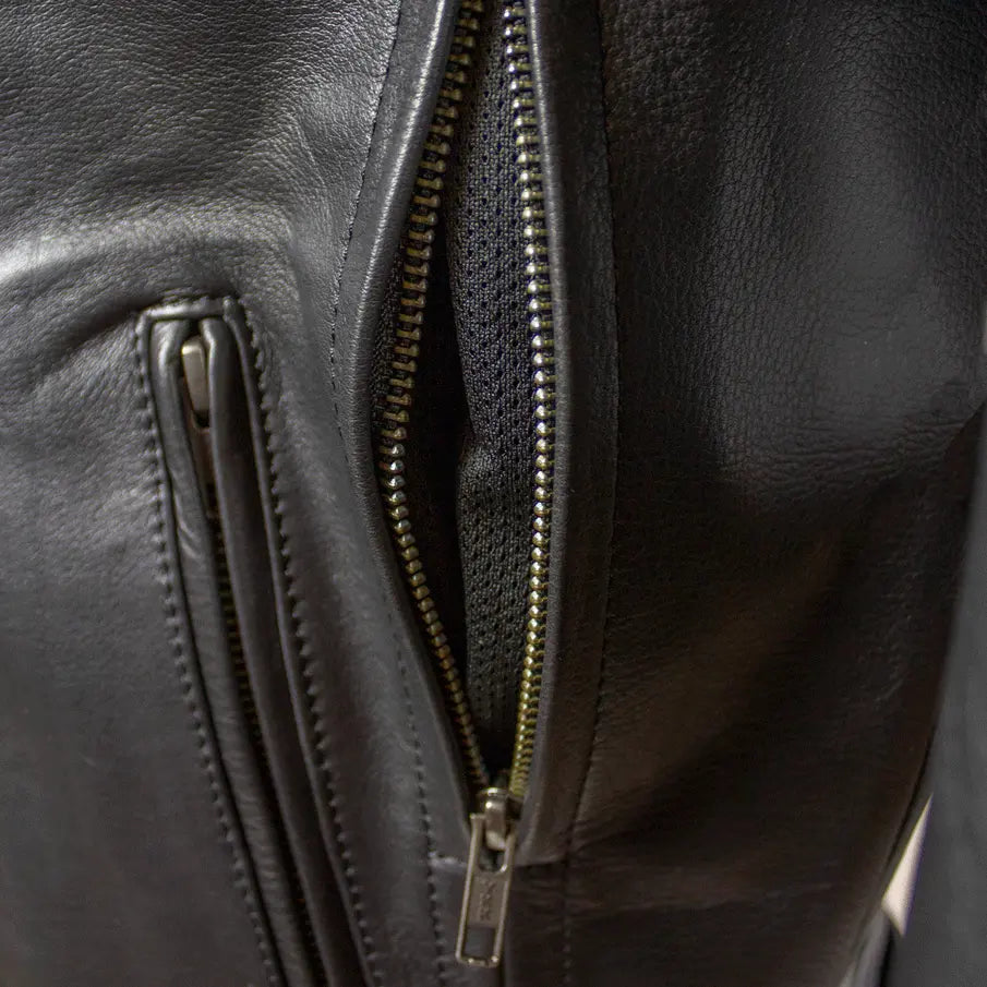 Open Road Men's Leather Armored Motorcycle Jacket - Durable Biker Gear for Safety & Style - Perfect for Cruising, Commuting & Long-Distance Rides