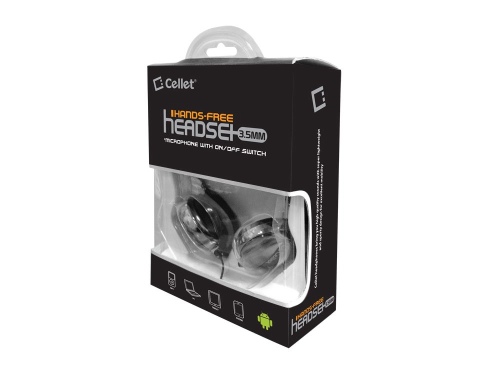 Cellet 3.5mm Stereo Sports Headphones with Mic - Hands-Free Wired Earbuds for Running & Workouts - Compatible with iPhone, Samsung, Huawei, LG & More Smartphones (Black) - Perfect for Gym, Jogging & Active Lifestyle