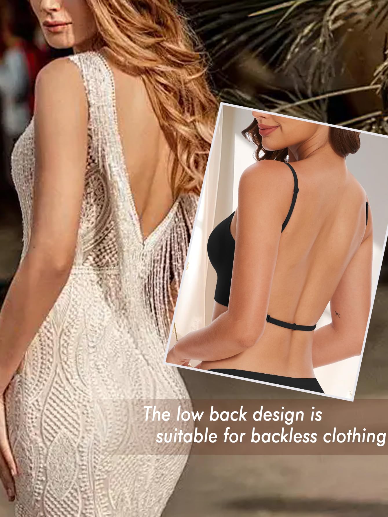 Wireless Backless Halter Bra for Women - Seamless Comfort Lined Support - Perfect for Yoga, Beachwear & Backless Dresses