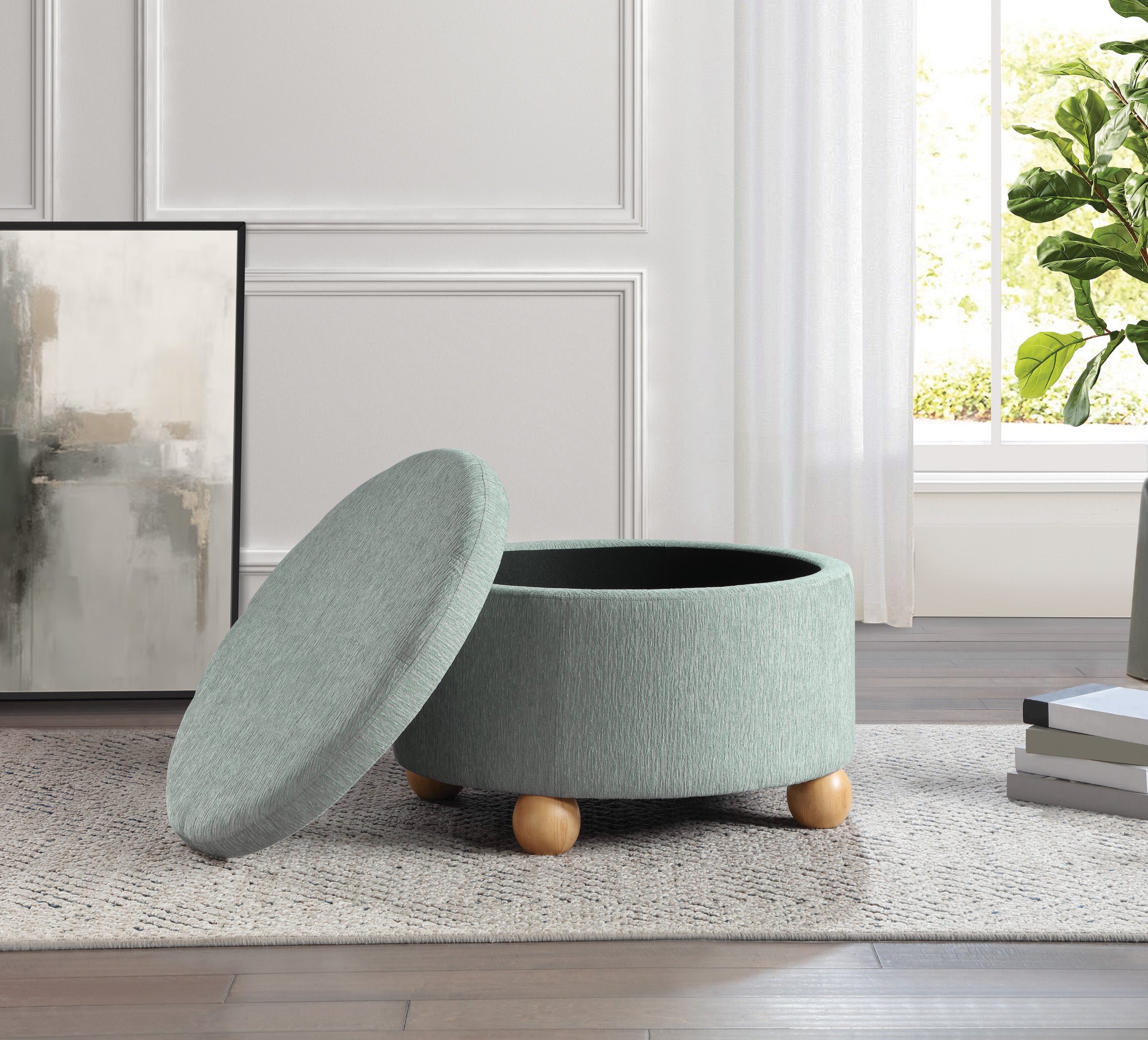 Office Star Baynes Storage Ottoman with Removable Top - Versatile Footrest, Seat & Storage Bench for Living Room, Bedroom & Office [BNS]