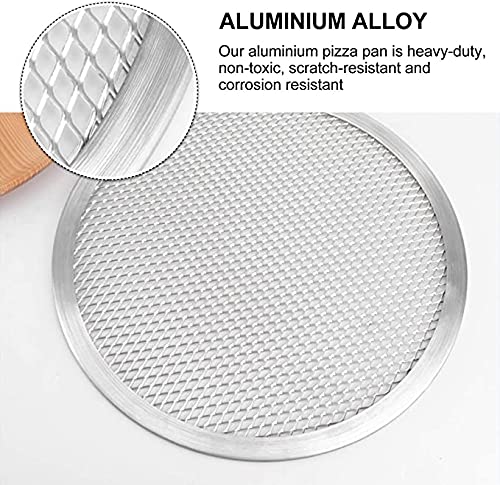 WSHA 5-Pack Aluminum Pizza Screens - Nonstick Baking Pans for Oven & BBQ (7,8,10,12,14,16 Inch) - Perfect for Home Pizza Making, Restaurant Use & Outdoor Grilling