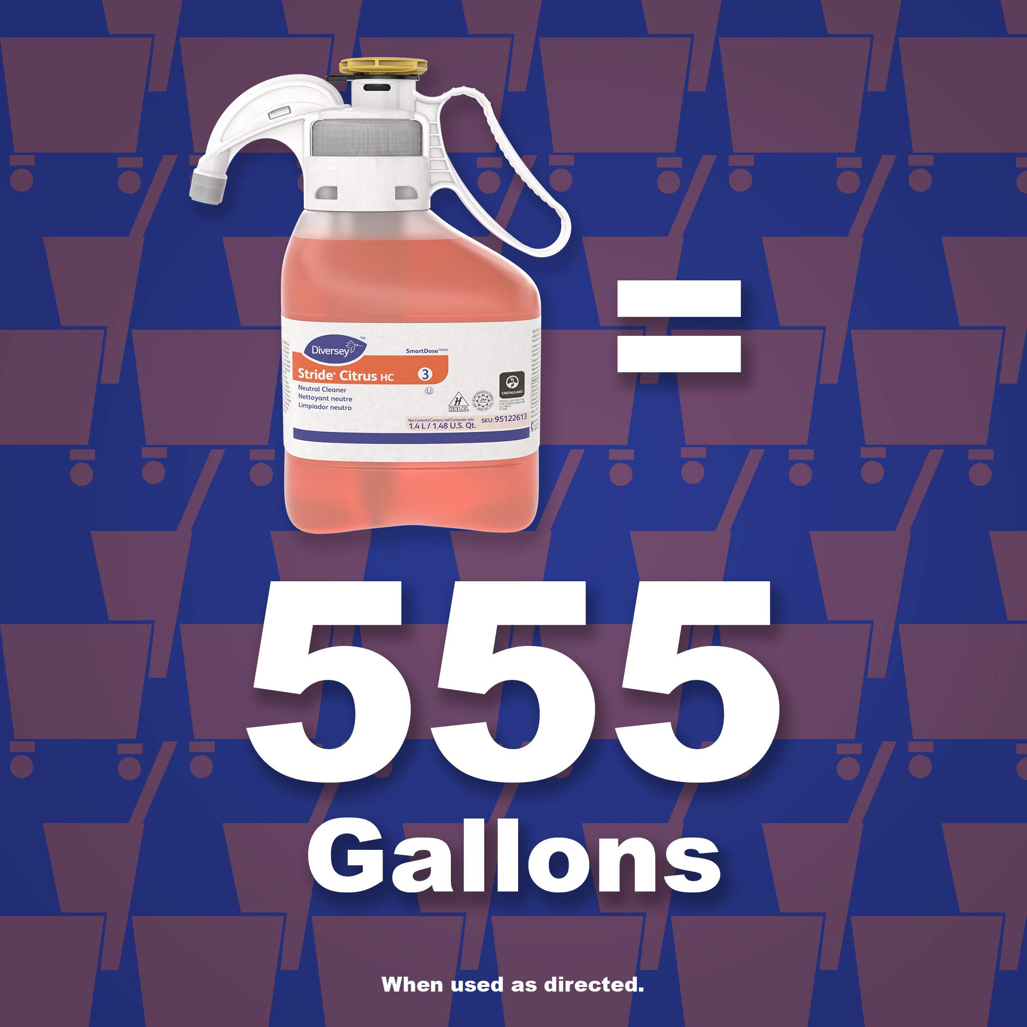 Diversey Stride Citrus HC Neutral Cleaner - Orange Scent, 1.4 Liter (2-Pack) | Commercial & Industrial Floor Cleaning | Food Service & Healthcare Facilities