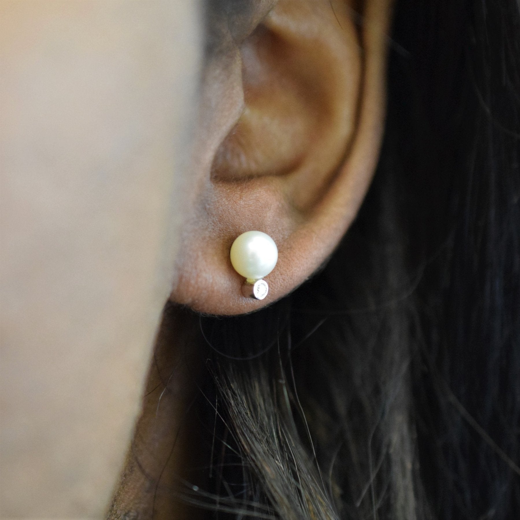 Birks Pearl & Diamond Stud Earrings | 4.00ctw Pearls & 0.06ctw Diamonds | 14K White Gold | Luxury Jewelry for Women | Perfect for Weddings, Anniversaries & Special Occasions