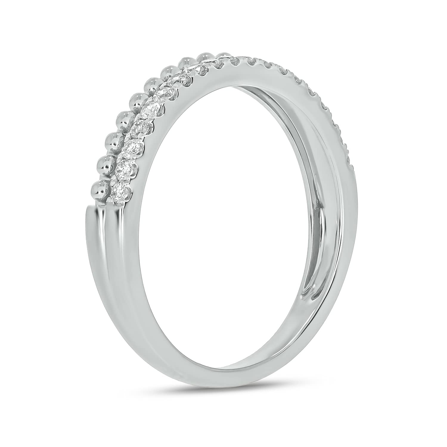 1/5 Carat Diamond Anniversary Ring for Women - Beaded Stacking Band in 18K Gold Plated, Rose Gold or 925 Sterling Silver - Elegant Wedding, Engagement & Promise Ring - Perfect for Anniversaries, Valentine's Day & Special Occasions