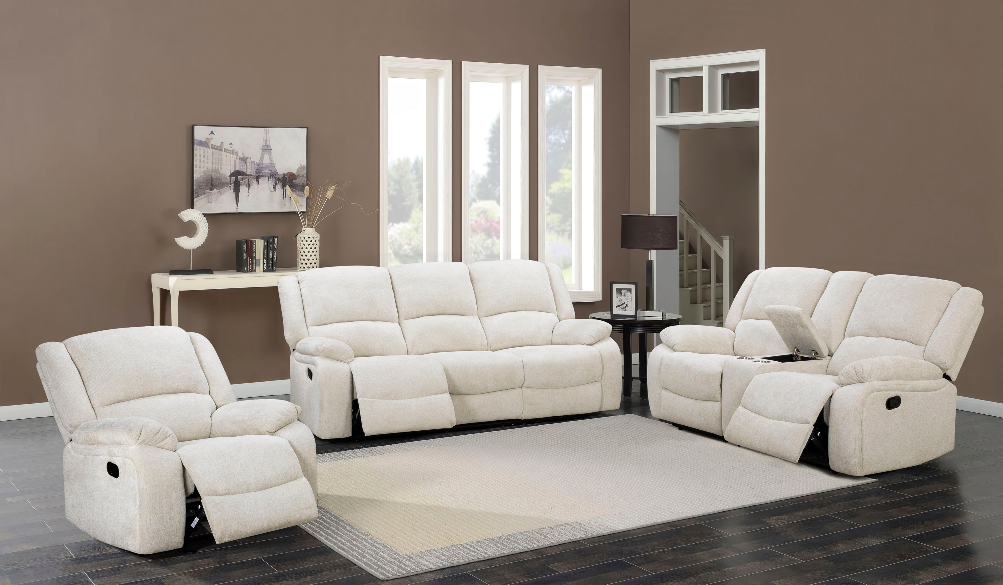 Roundhill Furniture Blitz Transitional Living Room Reclining Sofa Set - Modern Comfort for Relaxing & Entertaining - Perfect for Family Movie Nights & Cozy Evenings