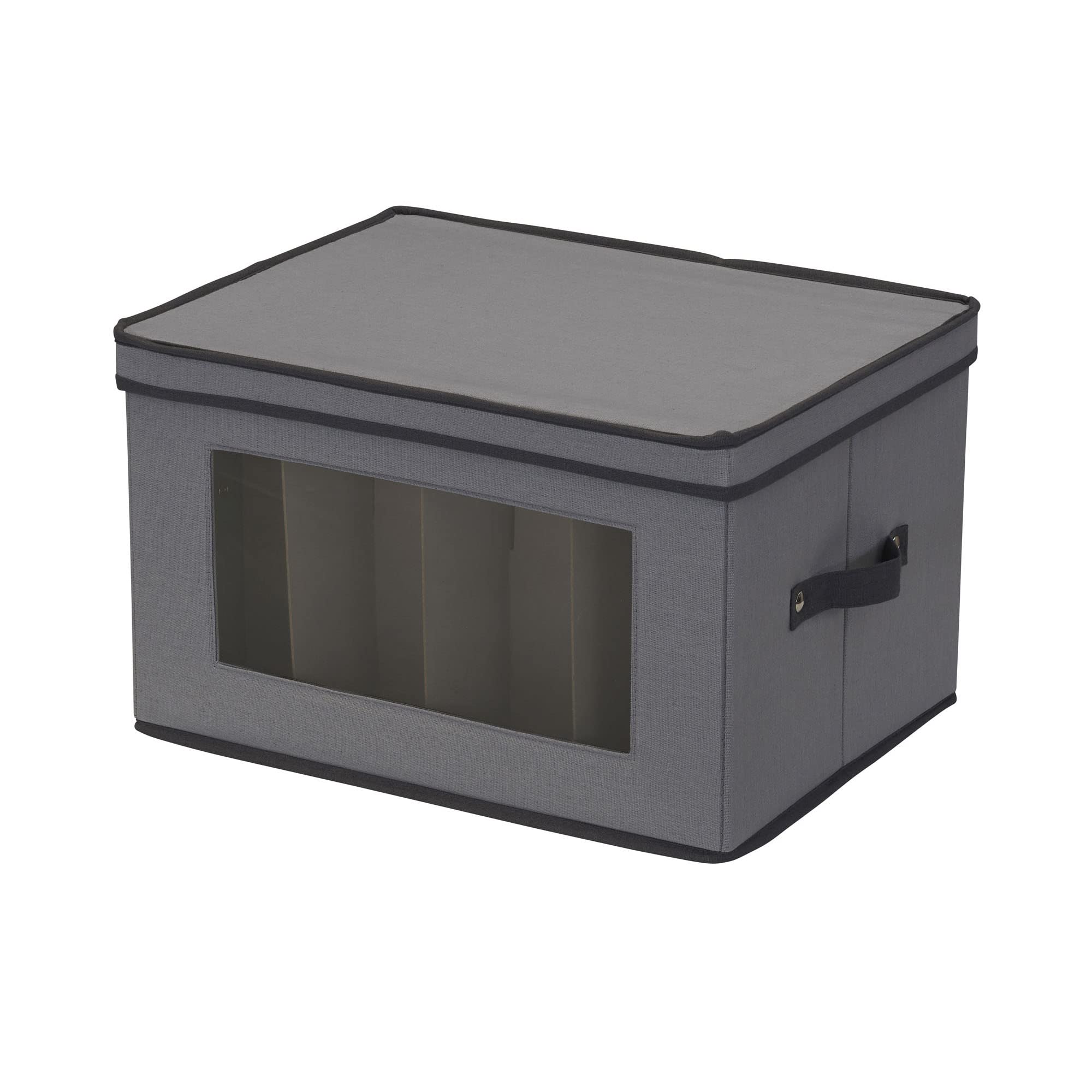 Gray Stemware Storage Box - Durable Glassware Organizer for Wine Glasses & Crystal - Perfect for Kitchen, Dining Room, or Bar Organization