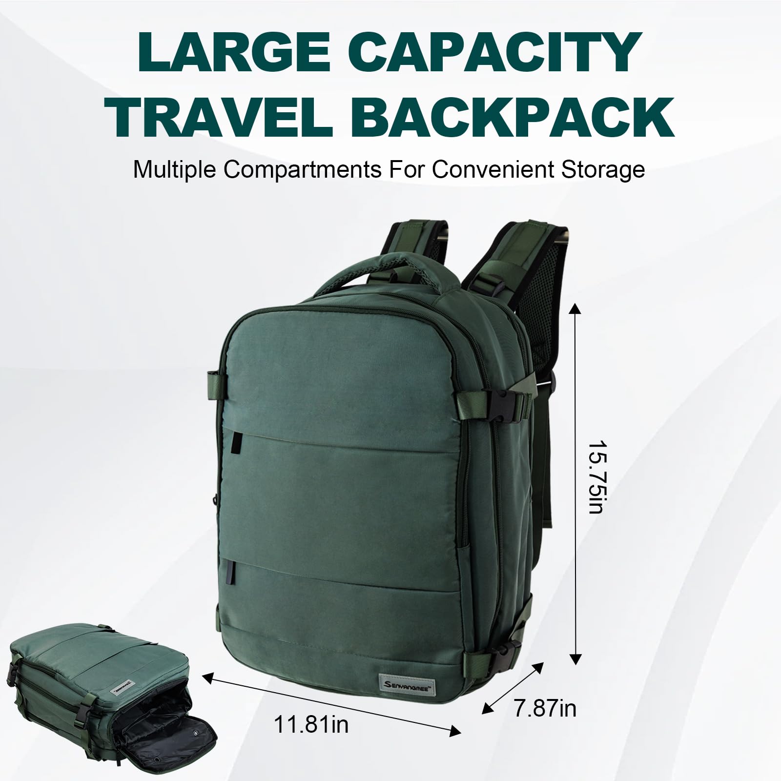 Stylish Travel Backpack for Business & Carry-On - Large Modern Laptop Bag with Green Color | Perfect for Air Travel, Commuting & Weekend Getaways