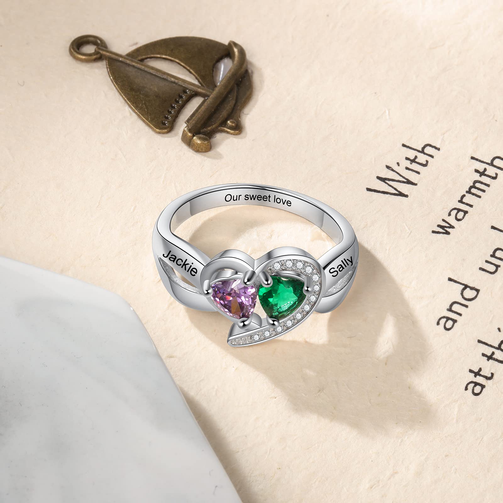 Personalized Mother Promise Rings - Birthstone Engagement Rings for Women - Wedding & Love Gifts