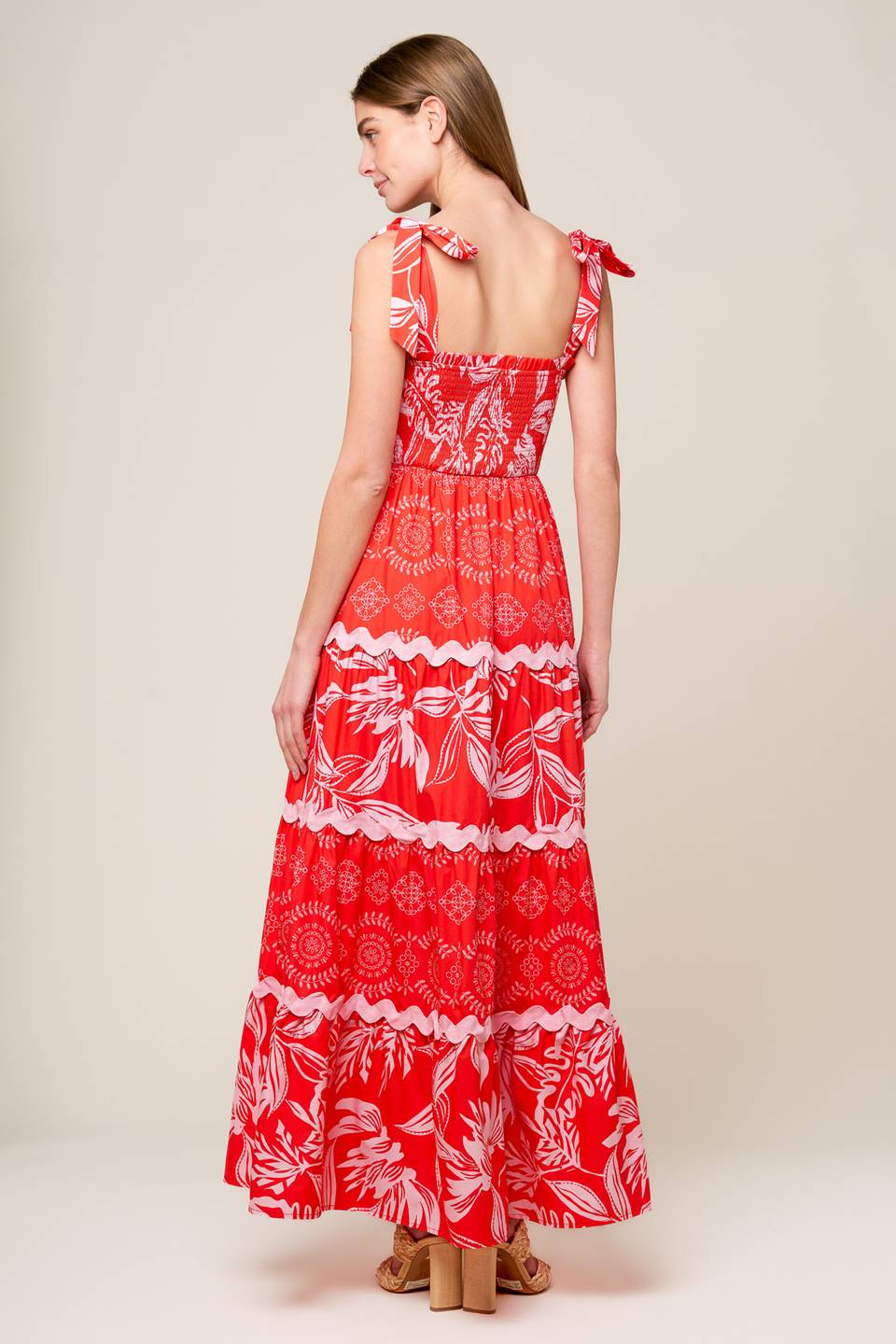 Stylish Red & Pink Maxi Dress for Women - BRIGHTER DAYS Flowy Summer Dress for Beach, Party & Casual Wear