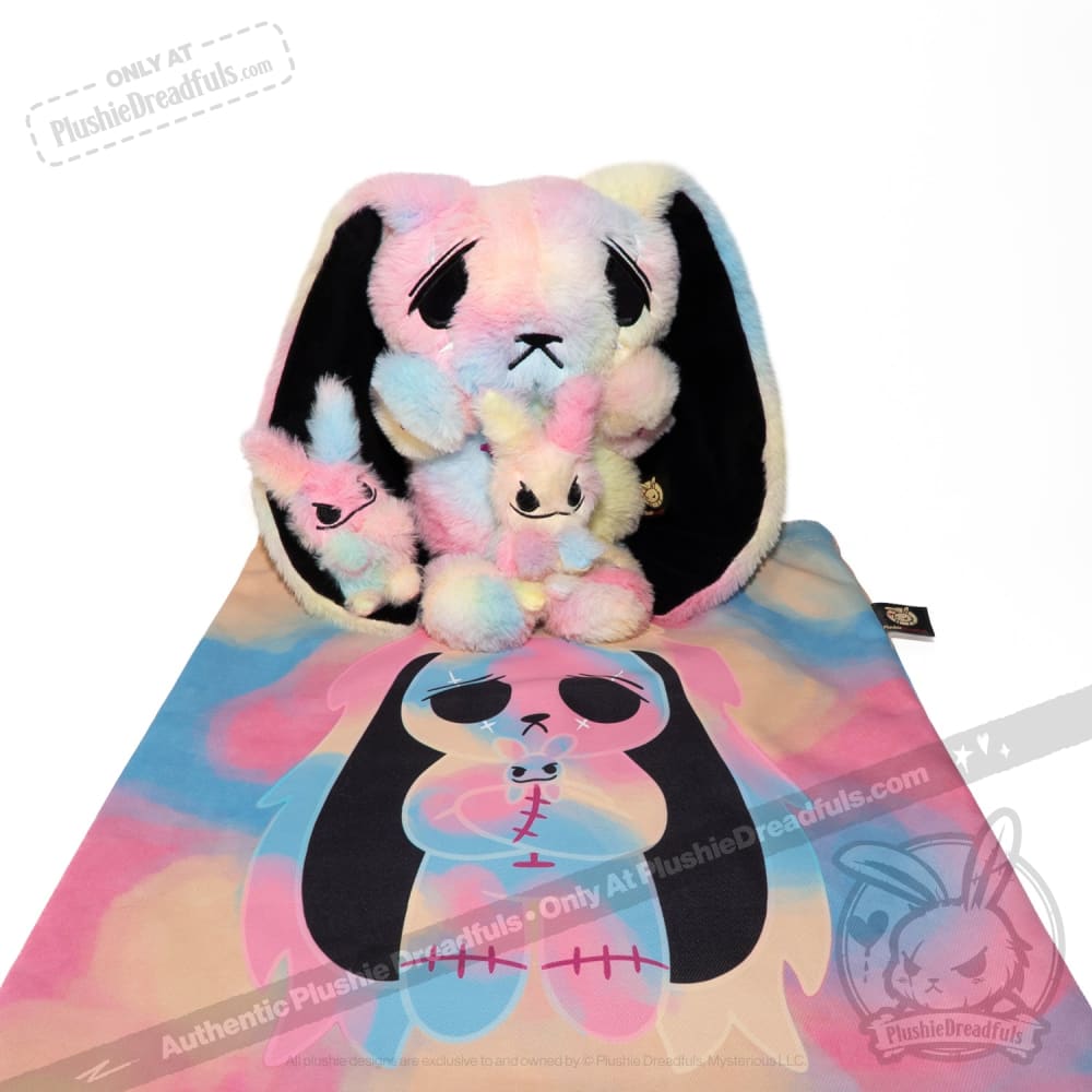Plushie Dreadfuls Anxiety Rabbit Tie Dye Limited Edition Stuffed Animal - Soft Plush Toy for Stress Relief, Anxiety Comfort & Emotional Support
