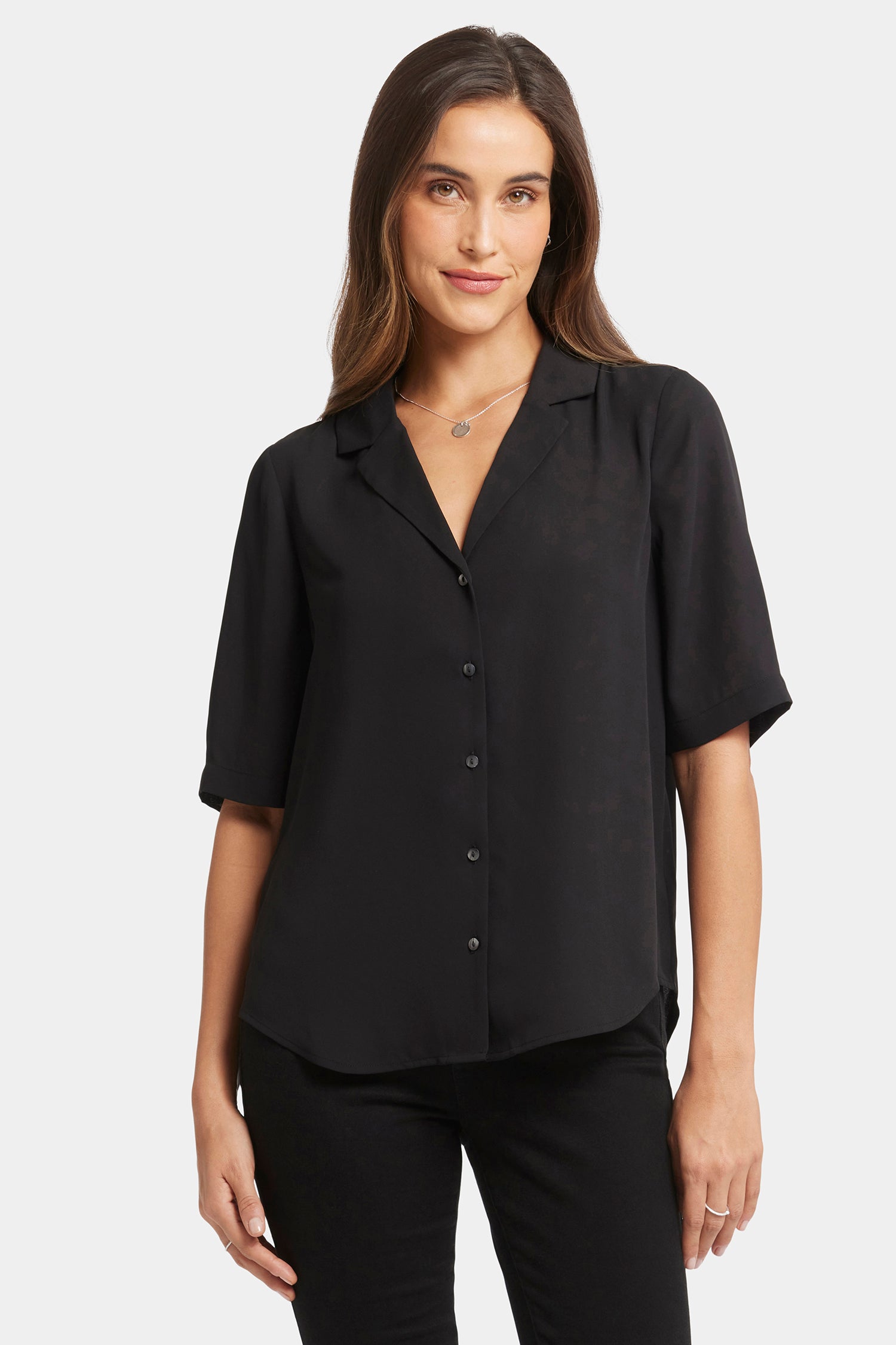 Gabrielle Women's Short Sleeve Blouse - Black Top for Casual Wear, Office & Date Night Outfits