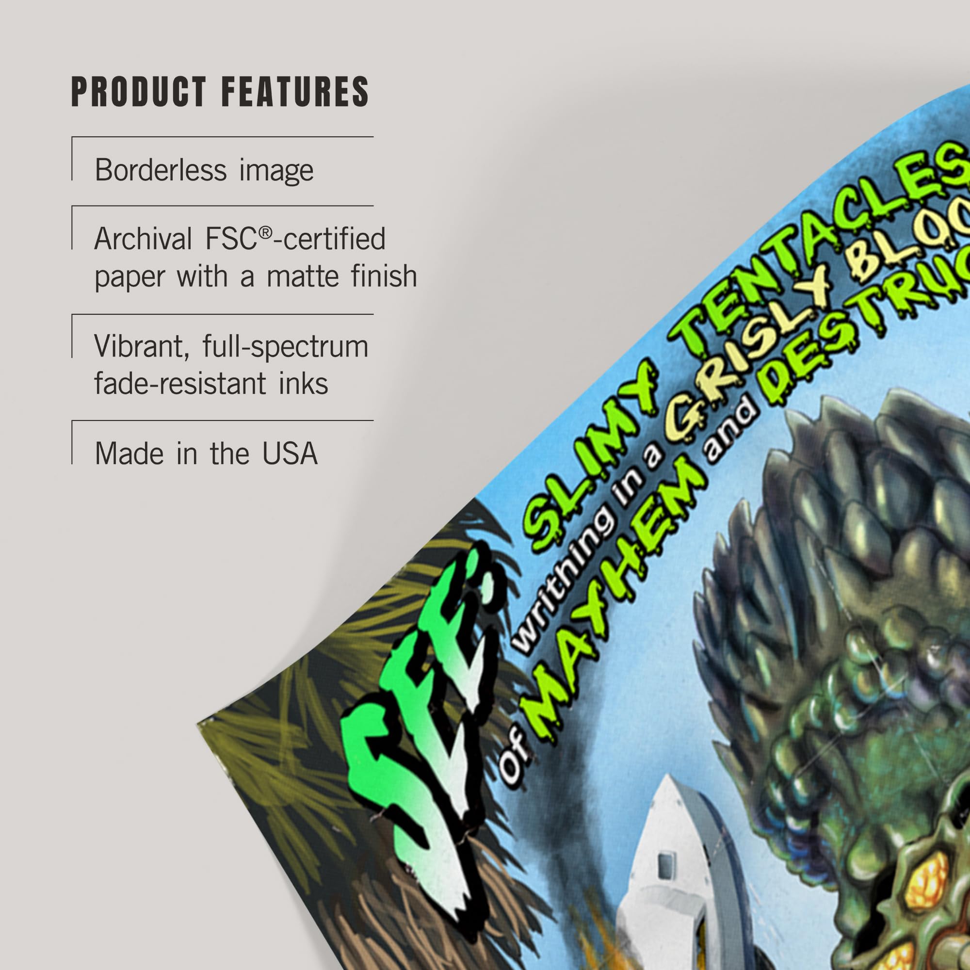 Lantern Press 16x24 Inch Giclee Art Print - Hermosa Beach California Alien Attack Horror Poster - Sci-Fi Wall Decor for Living Room, Bedroom & Office