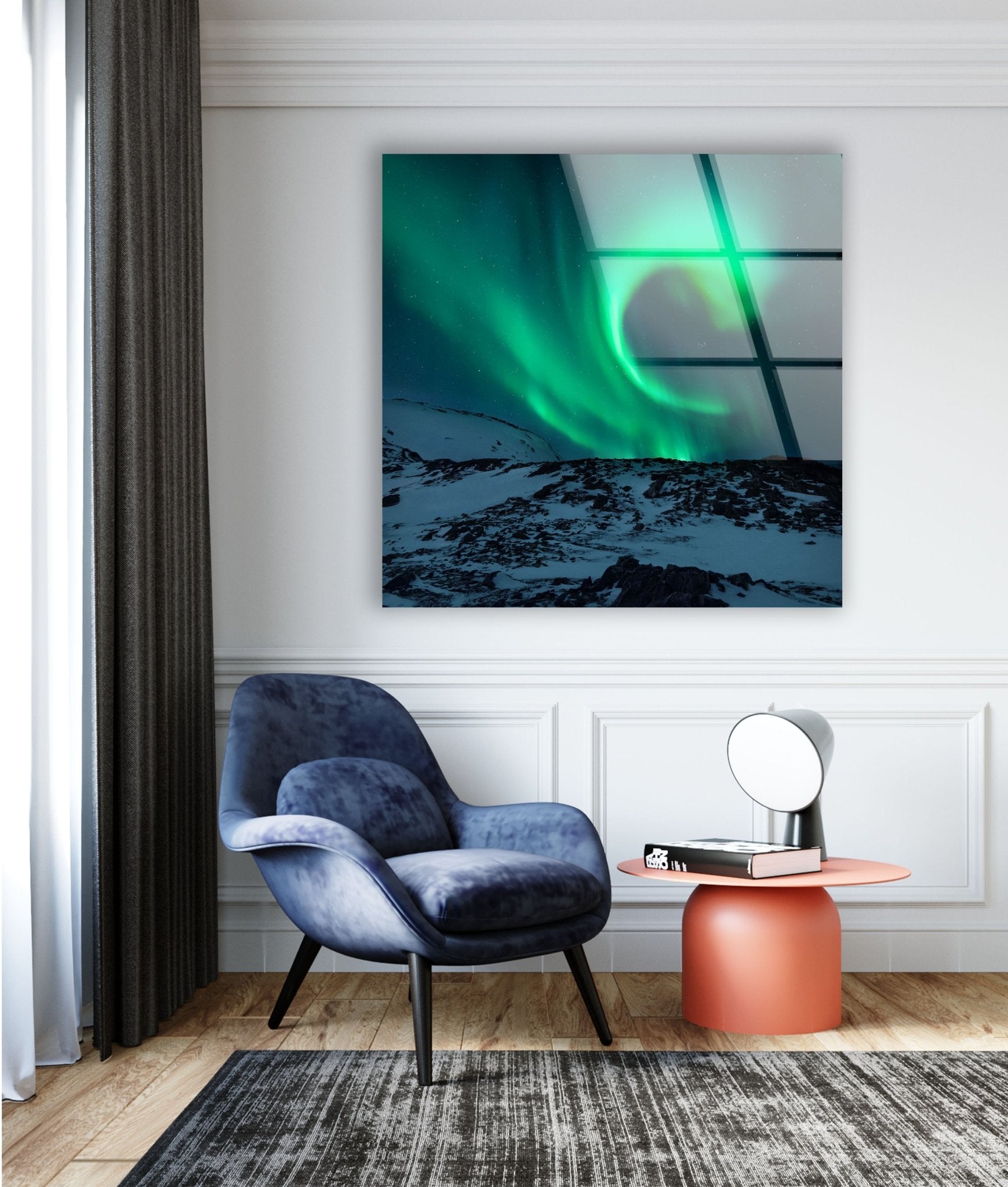 Northern Lights Glass Wall Art - Handmade Aurora Borealis Decor for Living Room, Bedroom & Office - Stunning Night Sky Mural for Home & Commercial Spaces