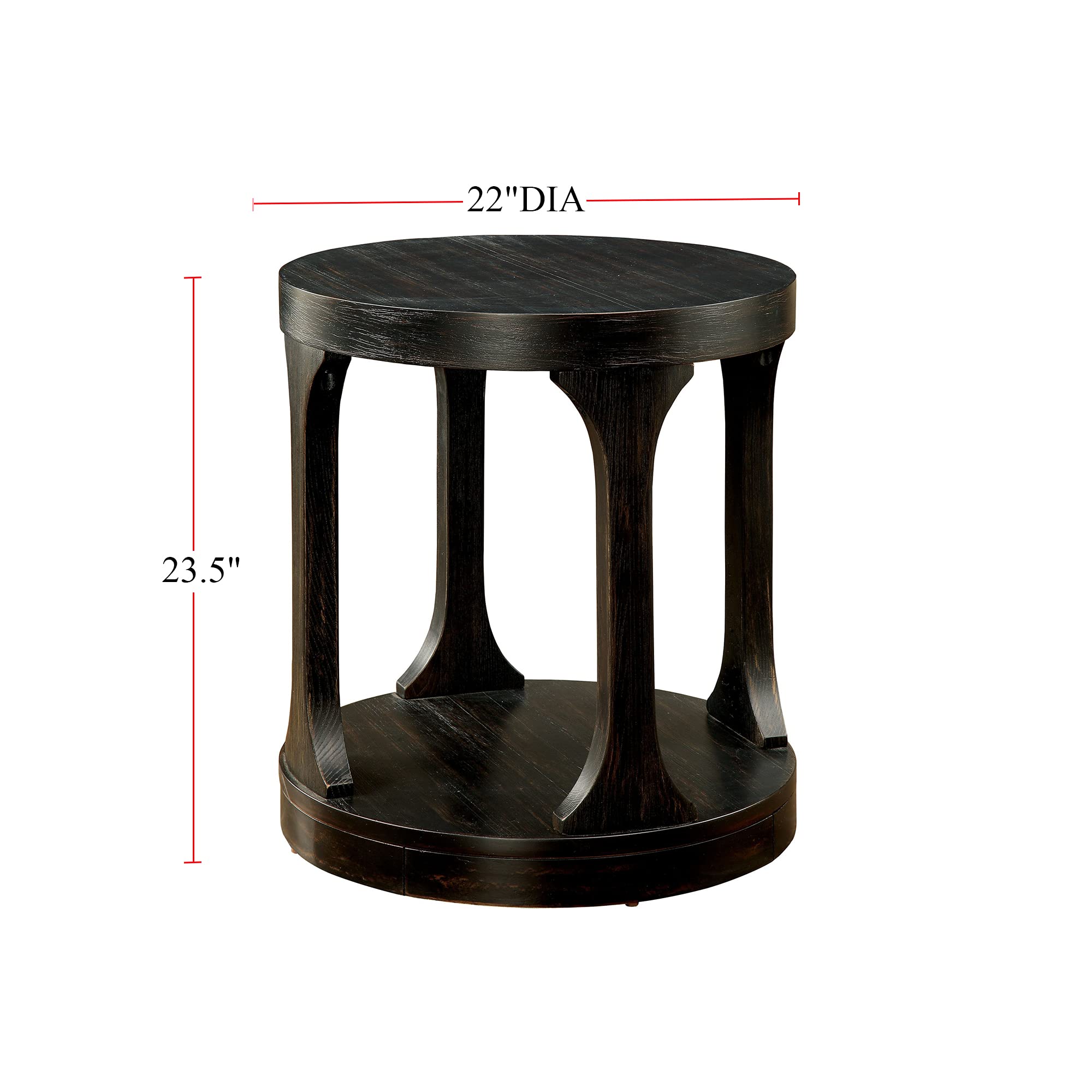 Simple Relax SR03CM4422E Antique Black End Table - Small Nightstand for Bedroom, Living Room, or Office - Perfect Side Table for Coffee, Books & Decor