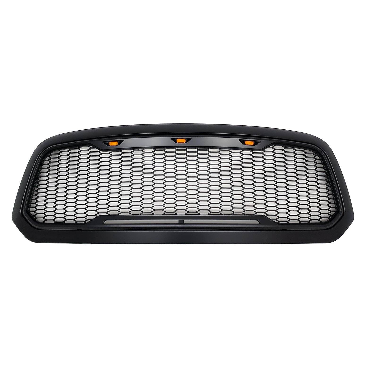 Paragon Matte Black Honeycomb Mesh Front Grille for 2013-2018 Dodge Ram 1500 (Includes 2019 Classic Models) - 3 LED Lights, Durable Replacement Grill for Off-Road & Truck Customization - Perfect for Off-Roading, Truck Shows & Daily Driving Upgrades