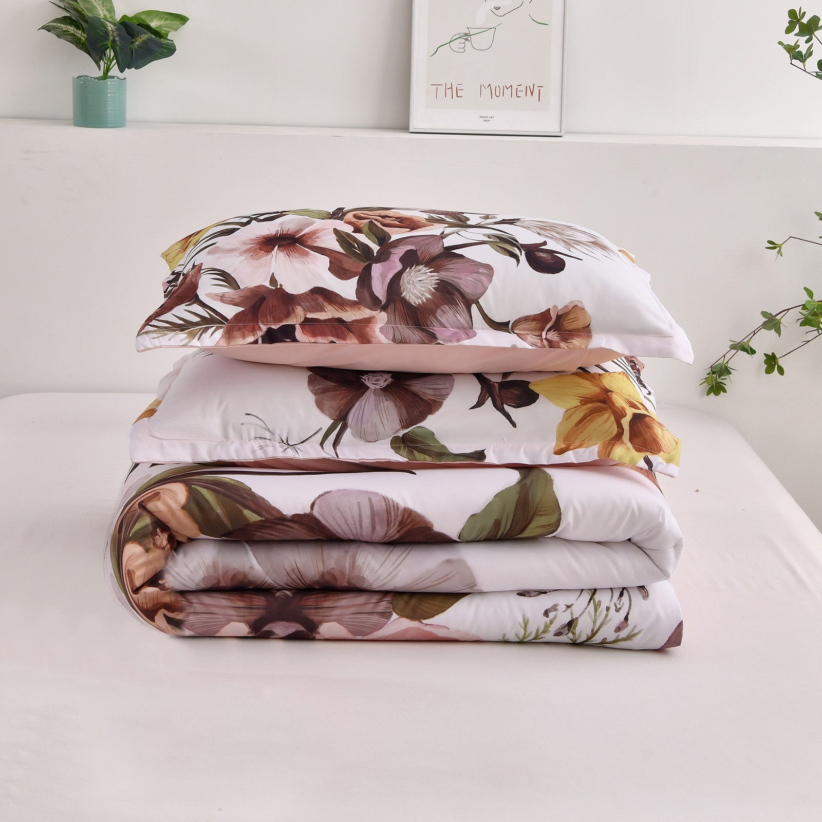 Blush Floral King Size Comforter Set - 3 Piece Soft Microfiber Bedding for All Seasons | Cozy Bedroom Decor, Guest Room Essentials & Luxury Home Textiles