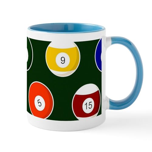 White/Blue Inside - Green Pool Ball Billiards Pattern Mugs