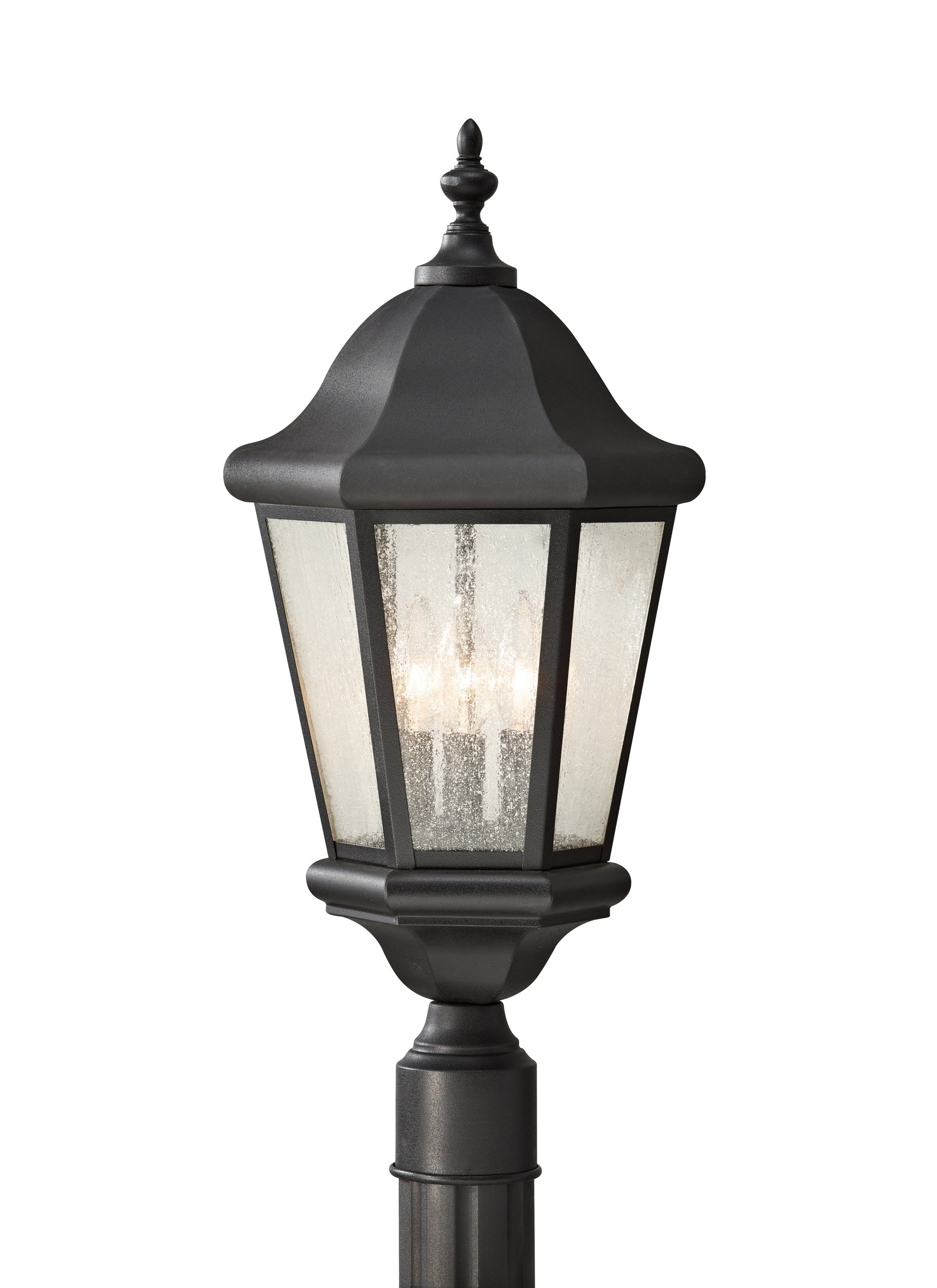 22.25 Inch 10.5W 3-LED Outdoor Post Lantern with Black Finish - Energy Efficient Waterproof Exterior Light for Patio, Garden, Walkway, and Porch Lighting