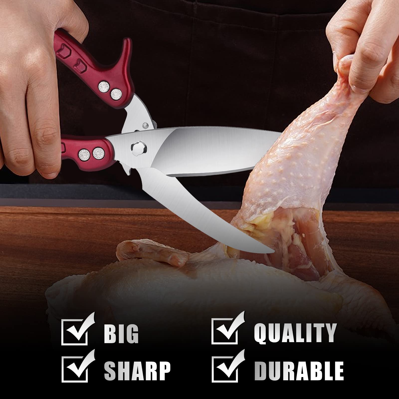DRAGON RIOT Heavy Duty Poultry Shears - Stainless Steel Kitchen Scissors for Chicken & Meat Cutting - Dishwasher Safe, Perfect for Thanksgiving Prep & Everyday Cooking