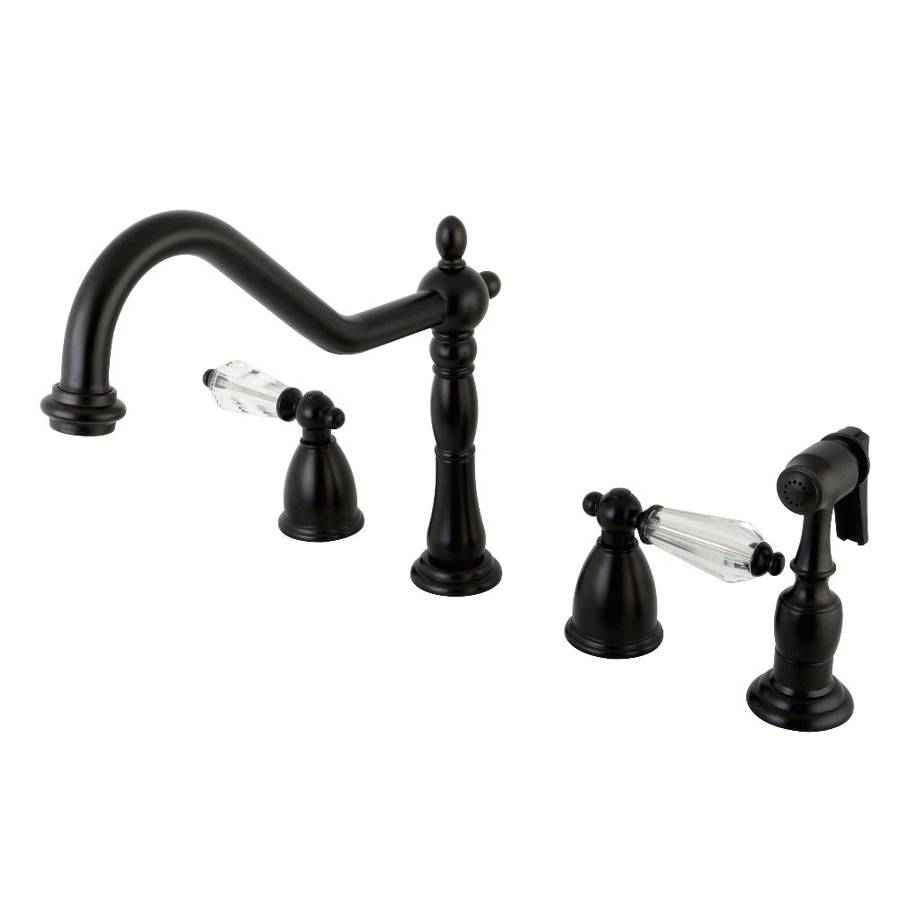Kingston Brass KB1790WLLBS Wilshire Widespread Kitchen Faucet with Brass Sprayer - Premium Pull-Down Faucet for Modern Kitchens, Perfect for Cooking, Washing Dishes & Food Prep