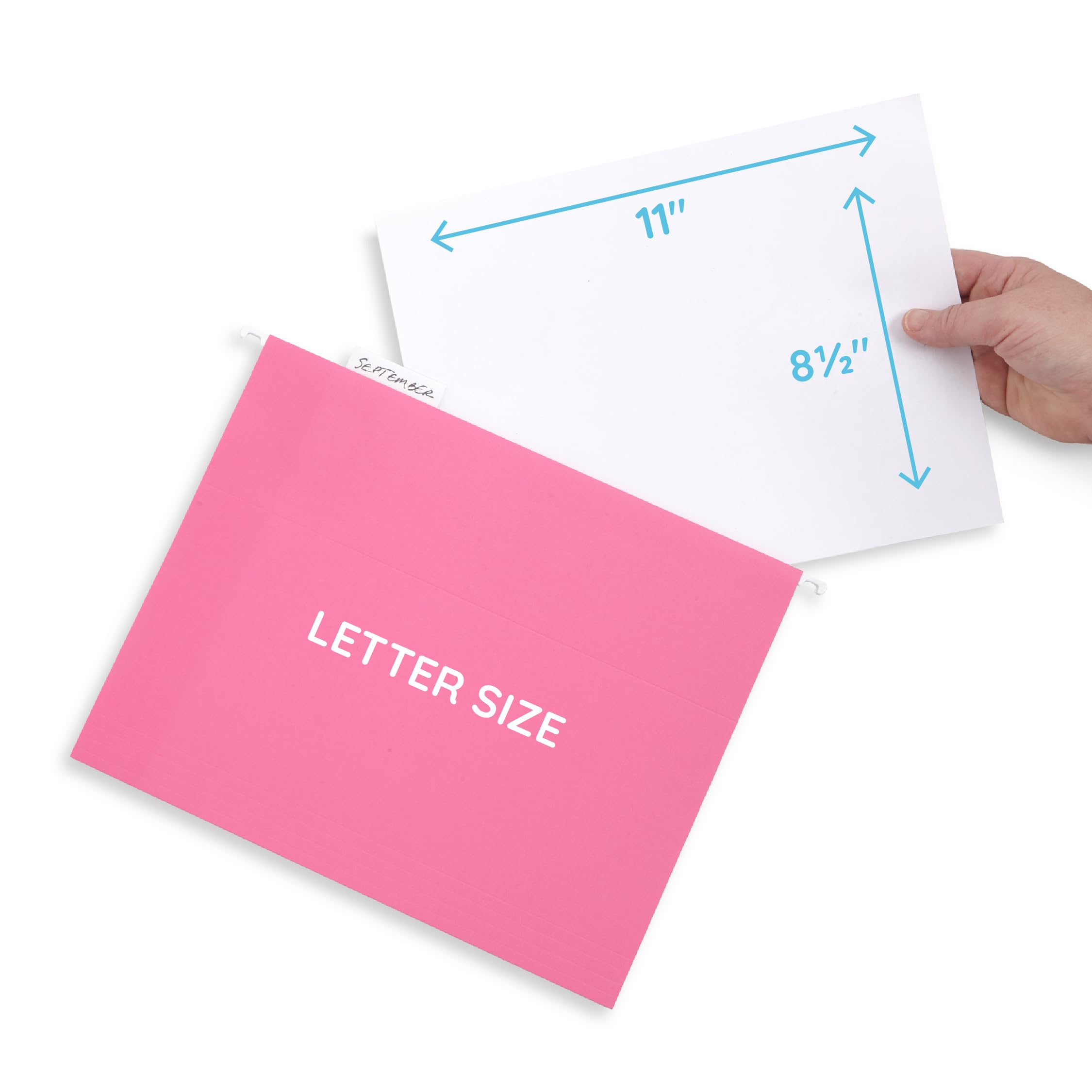 Blue Summit Supplies 25 Pink Hanging File Folders Letter Size - Reinforced Office File Folders for Home & Office Organization | Color-Coded Filing System for Documents, Bills & Records