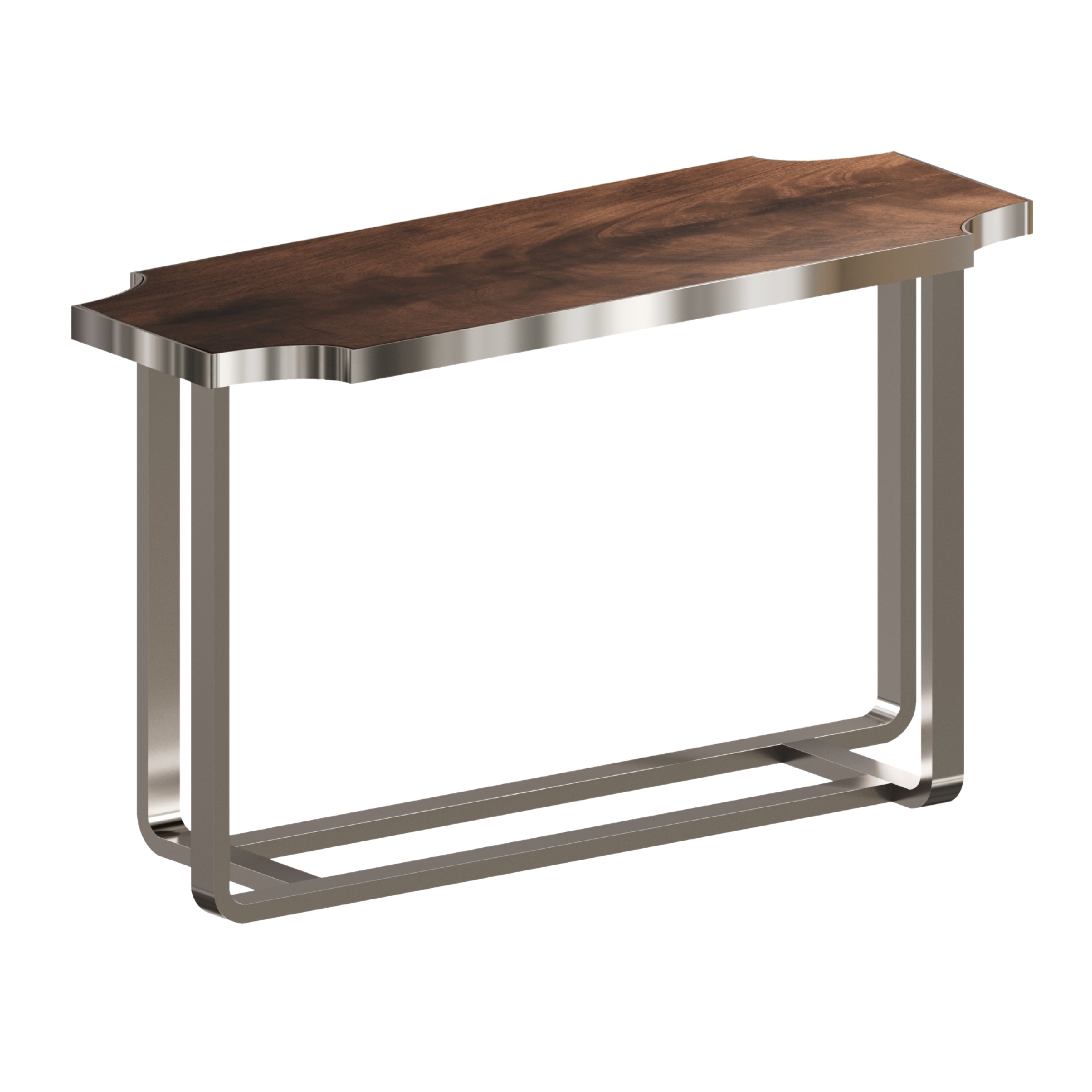 Roundhill Furniture Ruffin 50W Console Table - Brown Sofa Table for Living Room, Entryway & Hallway | Modern Narrow Entry Table with Sturdy Metal Base