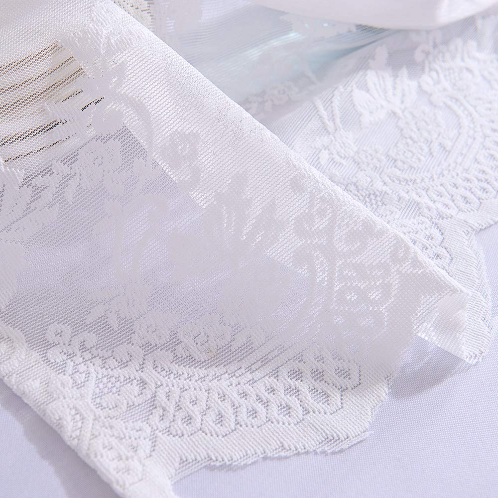 Sheer Lace Half Window Curtains 36x18 Inch - Elegant White Semi-Transparent Cafe Curtains for Kitchen, Living Room, Bedroom & Restaurant Decor - Perfect for Small Windows & Privacy Sheers
