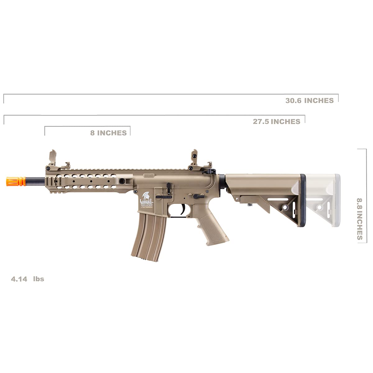 Lancer Tactical Gen 2 CQB 350 FPS Airsoft M4 AEG Rifle - High Performance Nylon Polymer AEG with 1000 Rounds 0.20g BBs, 1600mAh NiMH Battery & Wall Charger - Perfect for Airsoft Battles, Training & Tactical Games