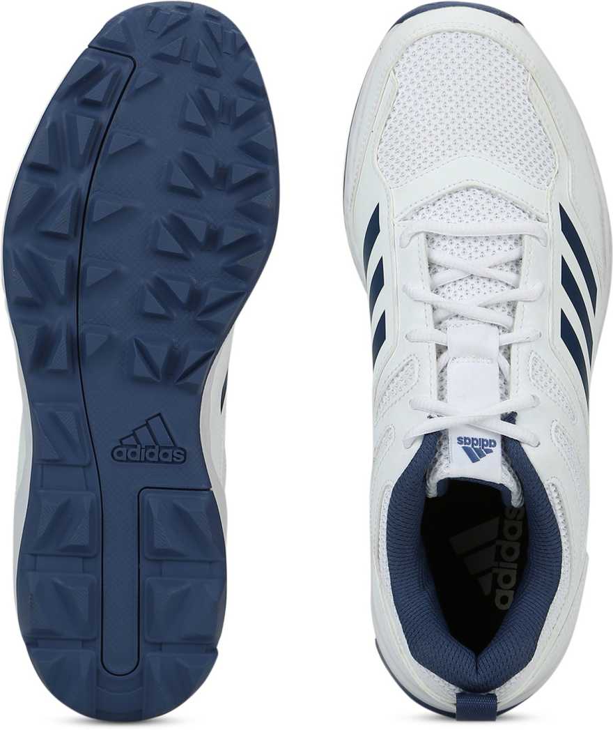 Adidas Cri Rise White/Blue Cricket Shoes - Lightweight & Durable for Men - Perfect for Cricket Matches & Training Sessions