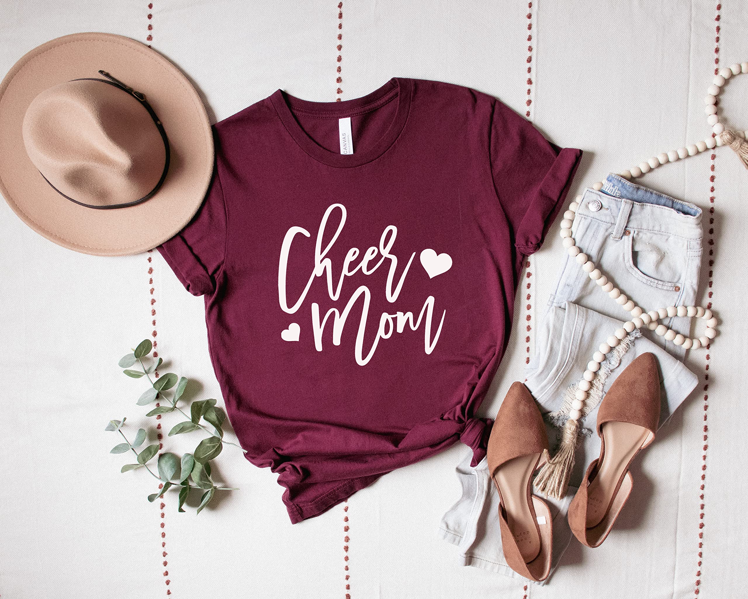 Cheer Mom T-Shirt - Perfect Mother's Day & Birthday Gift for Women - Comfortable Cotton Tee for Cheerleading Moms, Sports Events & Casual Wear