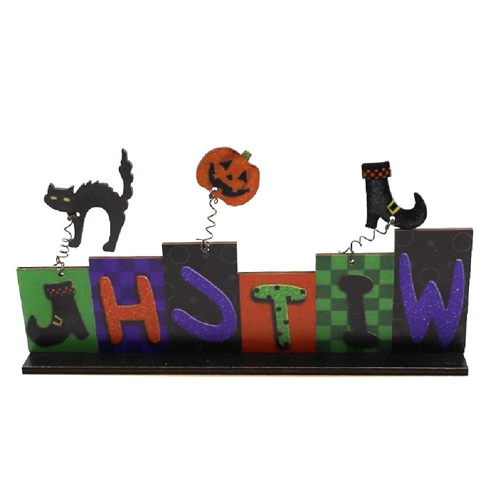 Spooky Halloween Wood Hanging Sign - Haunted House Decor for Wall & Window - Handcrafted Wooden Pendant for Halloween Party Decorations & Seasonal Home Décor
