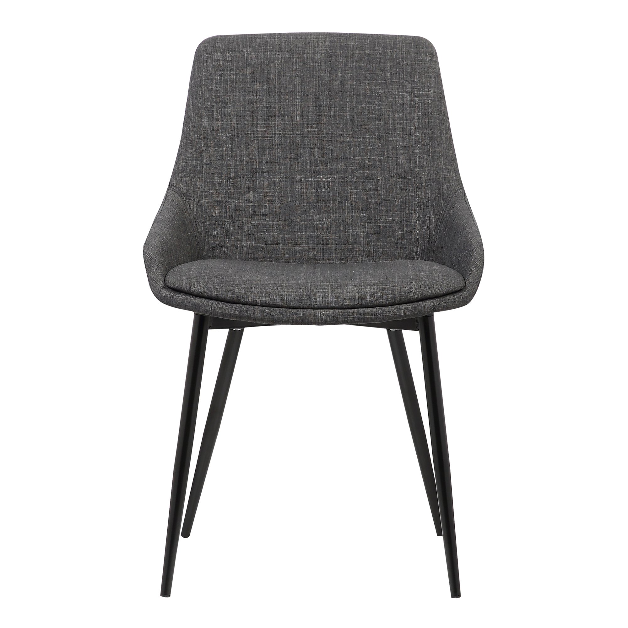 Armen Living Mia Mid Century Modern Dining Chair - Charcoal Fabric & Black Metal - Perfect for Kitchen, Dining Room, Office Desk & Vanity | Stylish Accent Side Chair for Home Decor