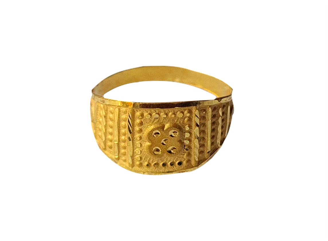 22K/18K Solid Gold Kids Ring - Certified Fine Yellow Gold Leaf Carved Design - Size A Available - Perfect Gift for Baby Boy, Baby Girl & Children - Ideal for Birthdays, Christenings & Everyday Wear