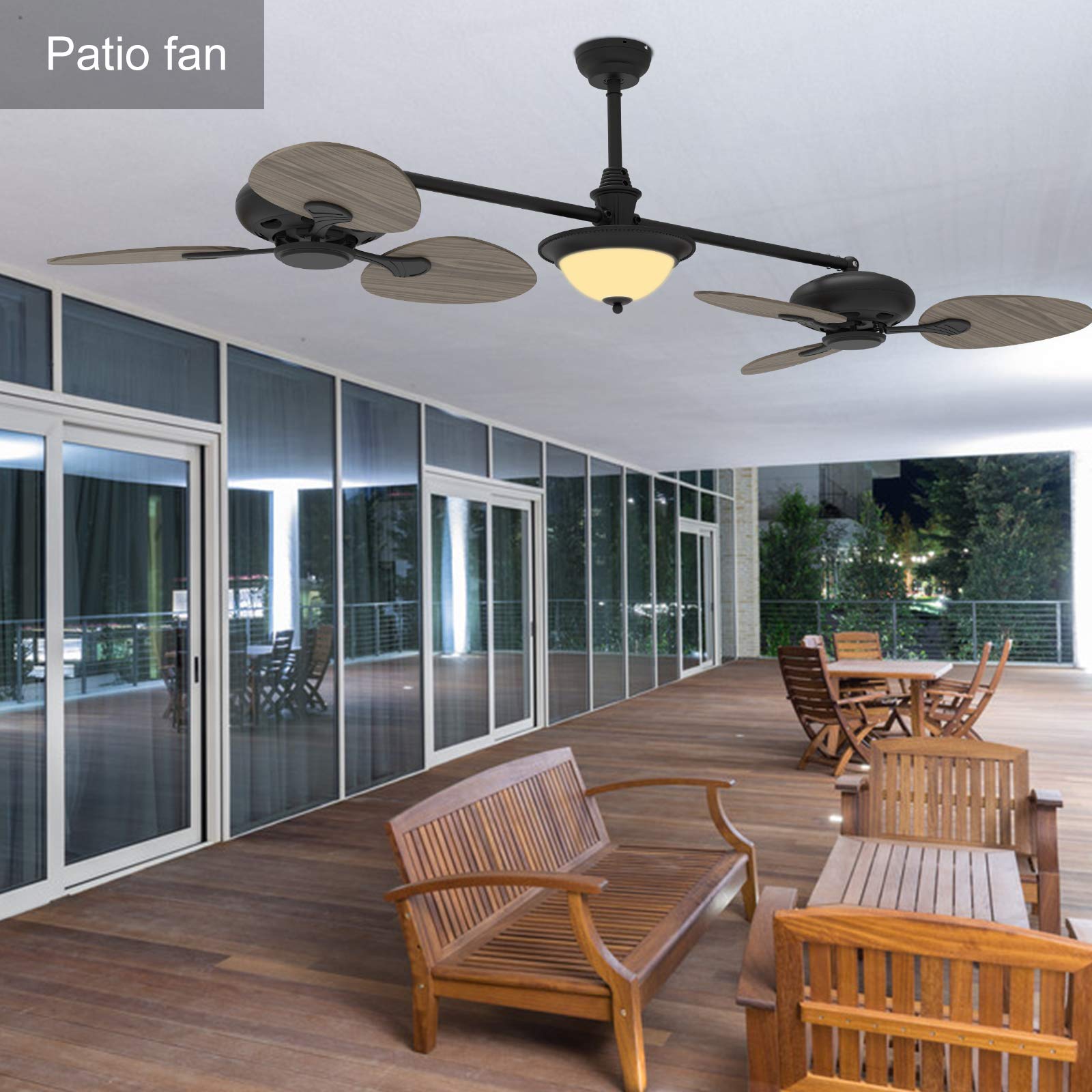 86 Inch Large Double Ceiling Fan with Lights Remote Control - Dimmable Indoor/Outdoor Ceiling Fan for Living Room, Bedroom, Patio - Oil Rubbed Bronze Finish - Perfect for Home Cooling and Decoration
