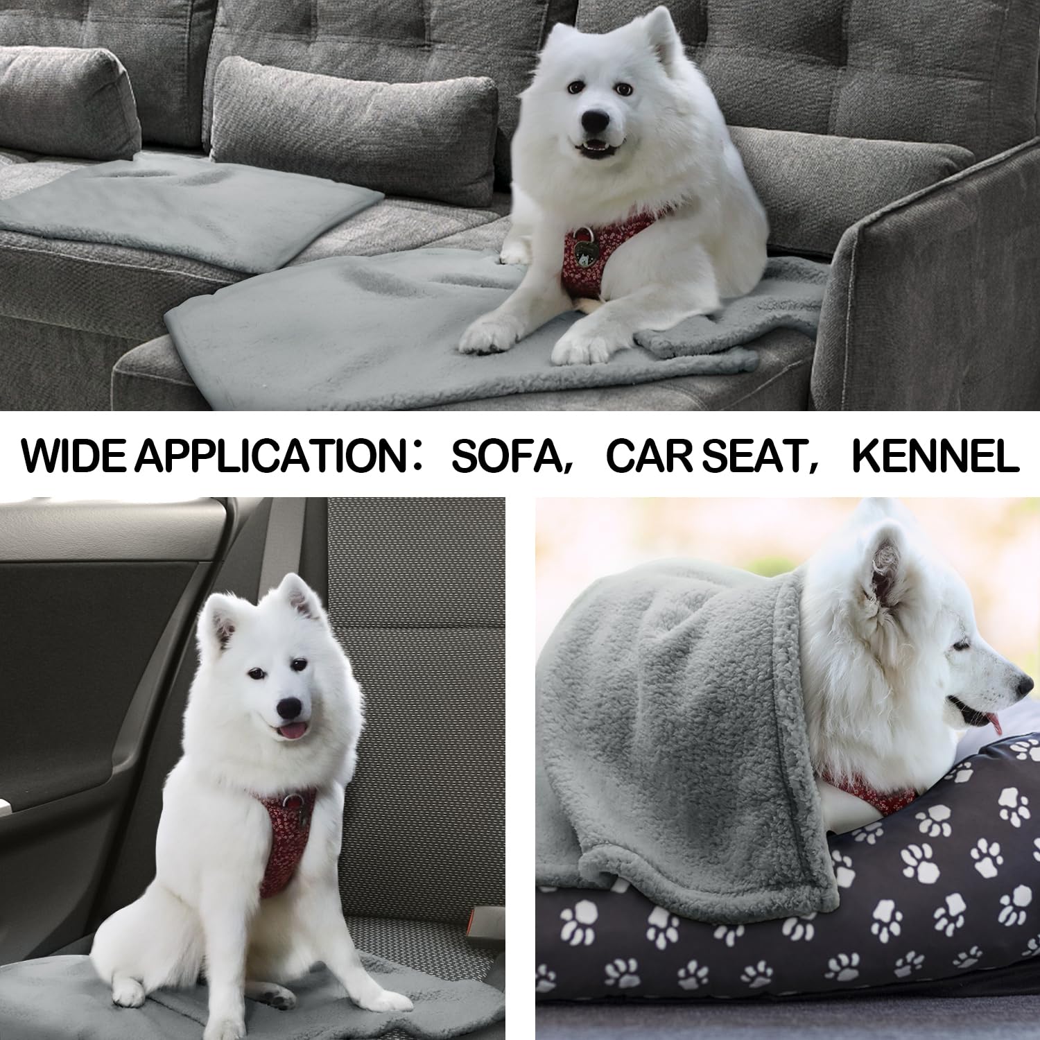 Premium Sherpa Dog Blankets - Soft Calming Pet Blanket for Small Dogs & Cats - Indoor, Car & Couch Use (24