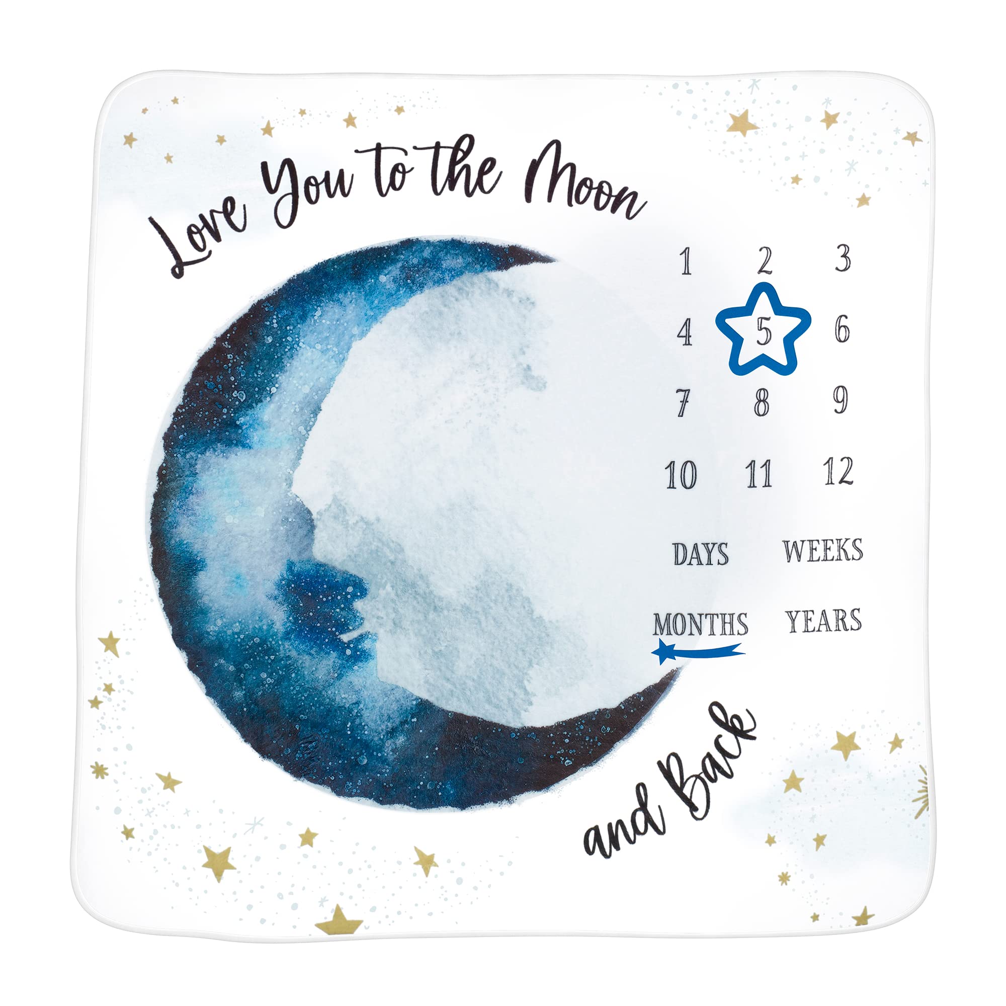 Lillian Rose 'To The Moon and Back' Baby Milestone Blanket - Dark Blue Baby Shower Gift, Newborn Photography Prop, First Birthday Keepsake