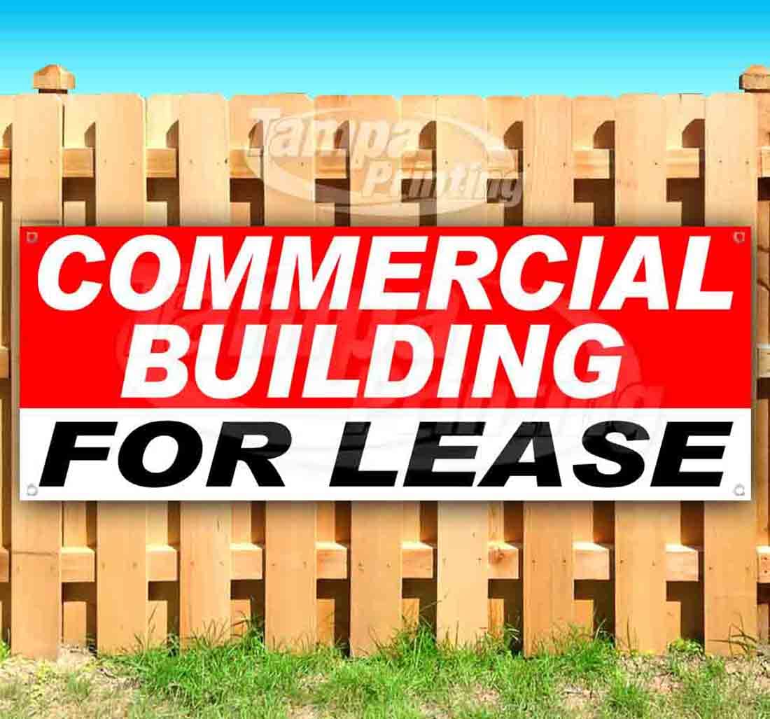 13 oz Heavy-Duty Vinyl Commercial Building for Lease Banner - Single-Sided with Metal Grommets | Durable Non-Fabric Sign for Business Promotion & Property Advertising | Perfect for Storefronts, Construction Sites & Real Estate Listings