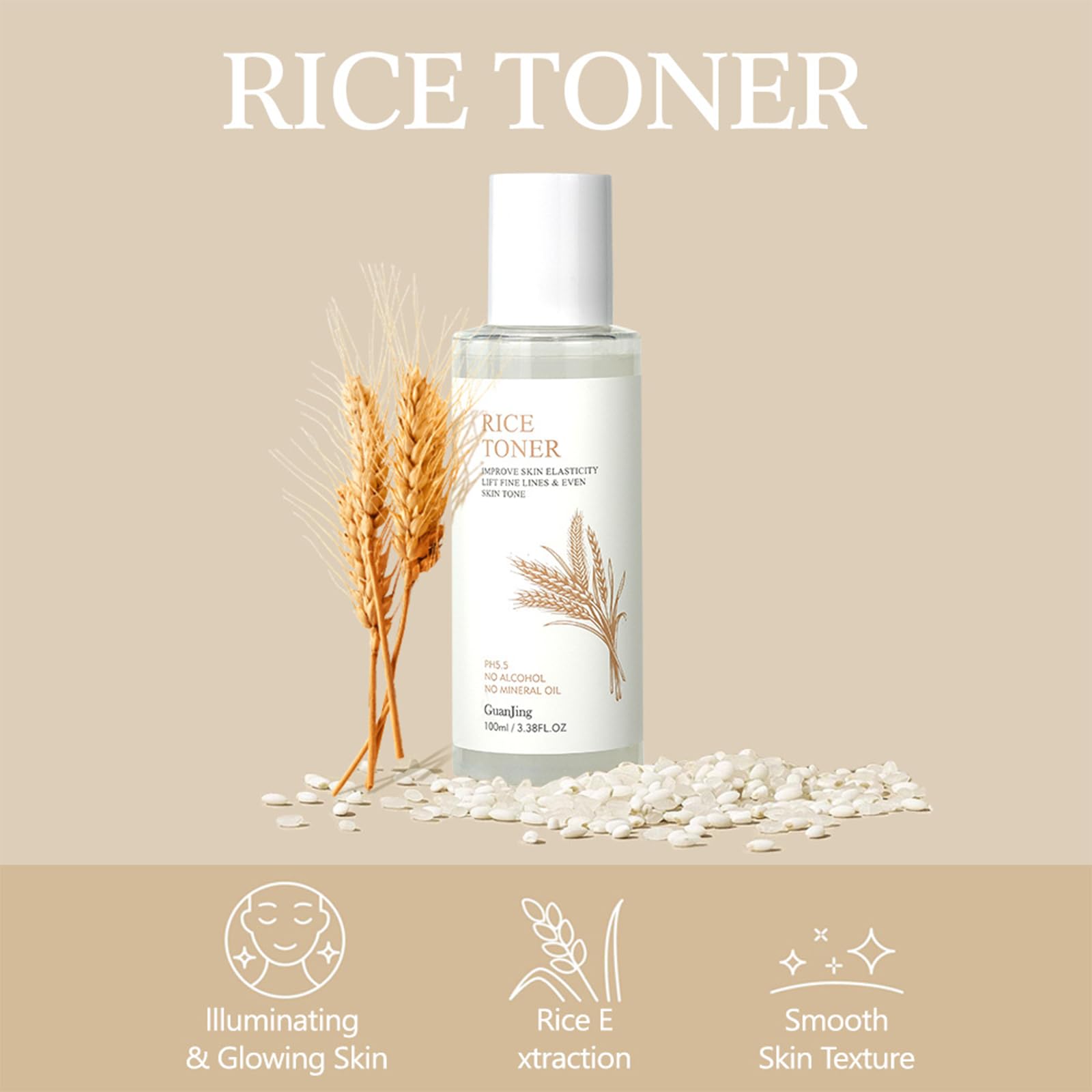 Glow Rice Water Serum Toner - Hydrating Milky Rice Toner with Hyaluronic Acid & Rice Water for Moisturizing, Anti-Aging, Plumping & Firming - Korean Skin Care Facial Toner (100ml) - Perfect for Daily Hydration & Nighttime Skincare Routine