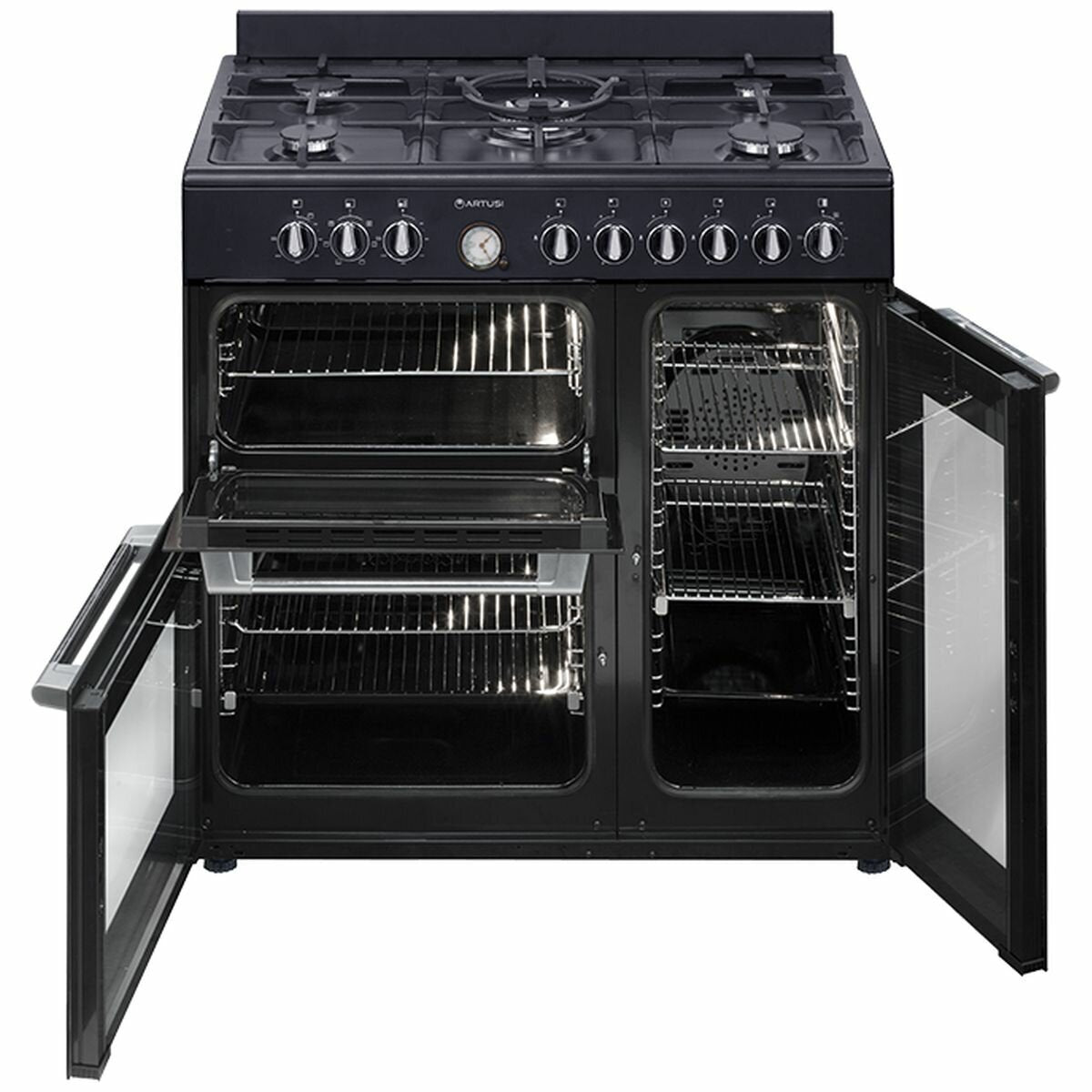Artusi 90cm Dual Fuel Freestanding Oven/Stove AFGR935B - Professional Gas & Electric Range for Home Cooking, Baking & Roasting | Perfect for Kitchens, Restaurants & Culinary Enthusiasts