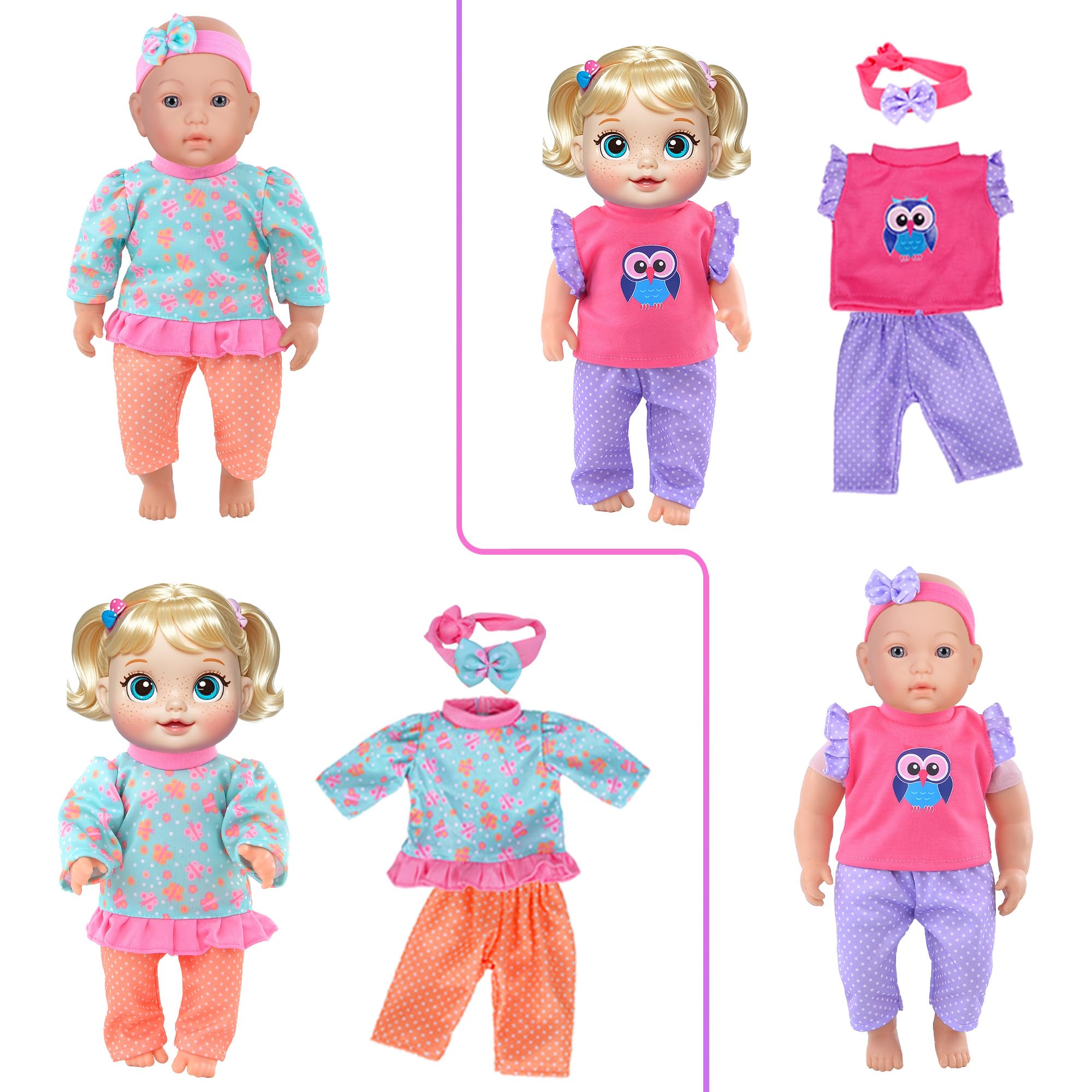 7 Sets of Adorable Doll Clothes with Hats & Headbands - Perfect for 10