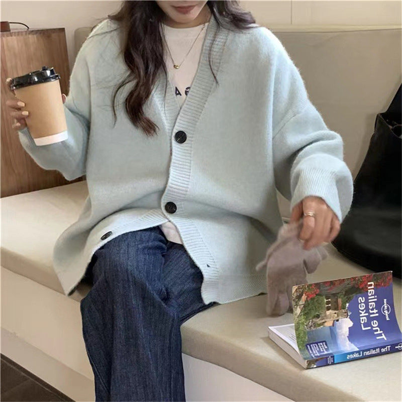 Lazy Style Sweater Cardigan for Women - Soft V-Neck Knit Jacket for Spring & Fall | Cozy Casual Wear for Office, Travel & Home Relaxation