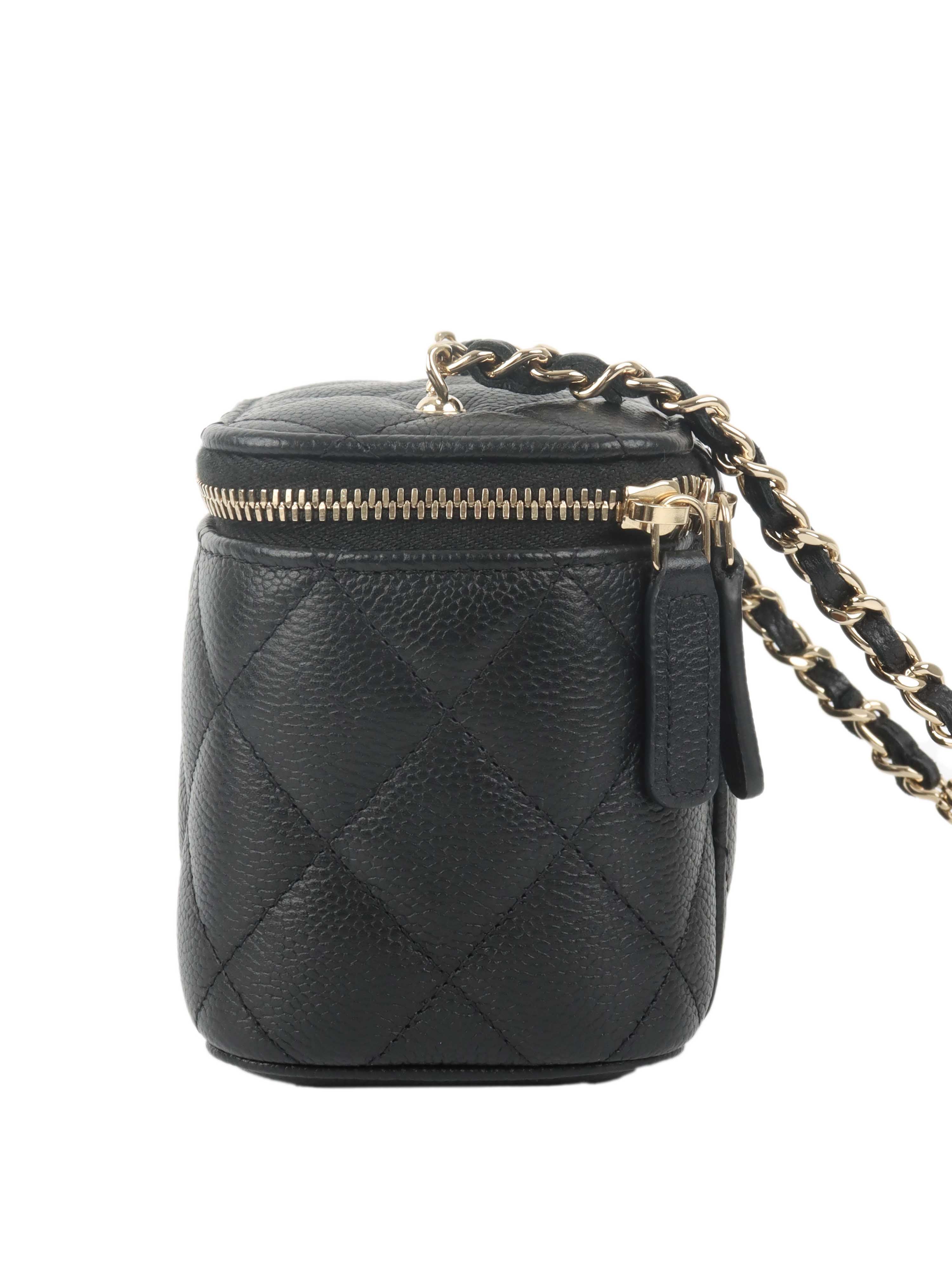 Chanel Black Caviar Leather Mini Vanity Bag - Luxury Crossbody Purse for Women, Perfect for Parties & Evening Events